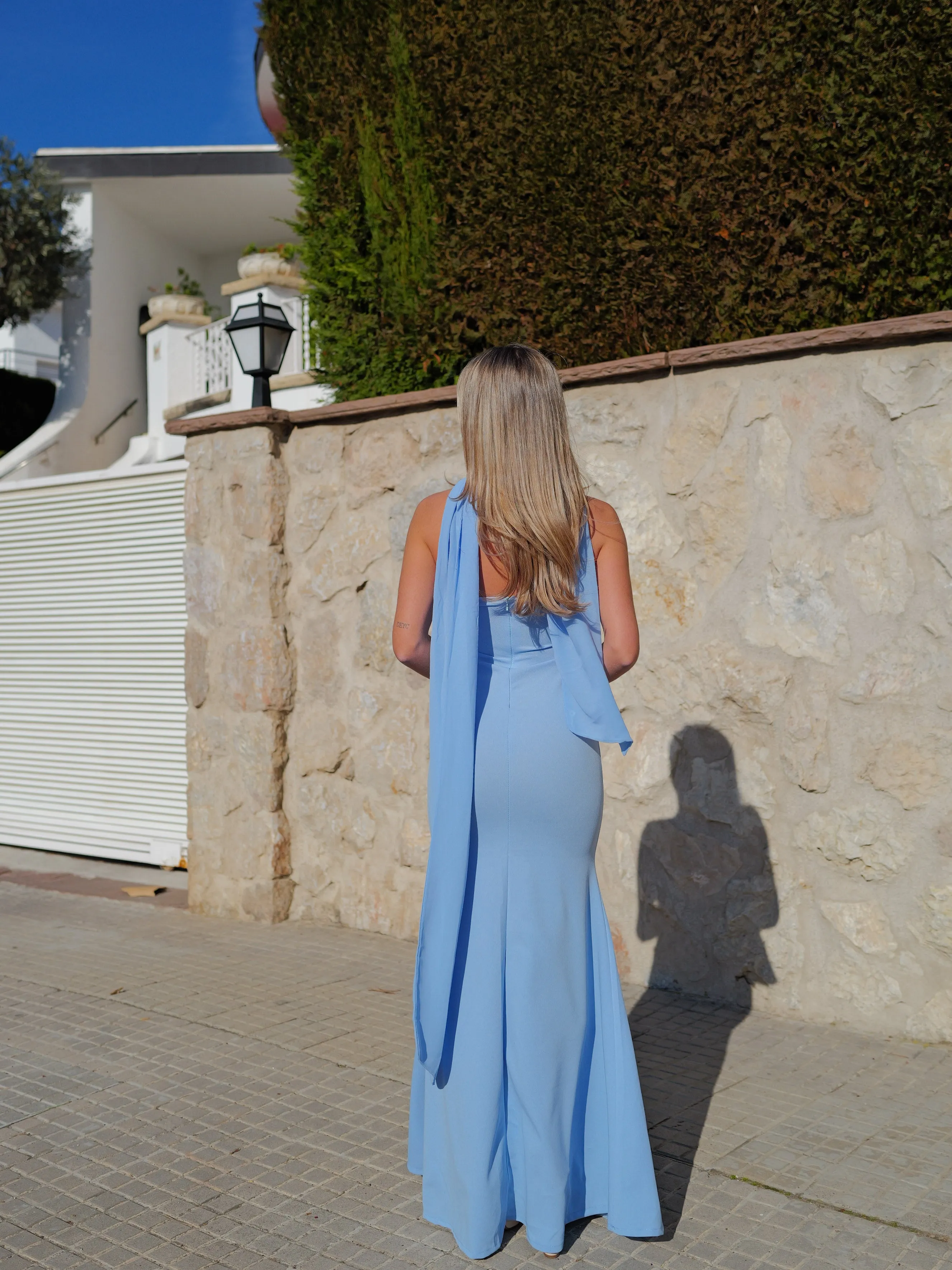 Vestido sirena choker tulle celeste sold by Sorellas product image thumbnail 3