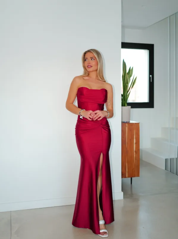 Vestido corsé banda corazón nudo burdeos sold by Sorellas