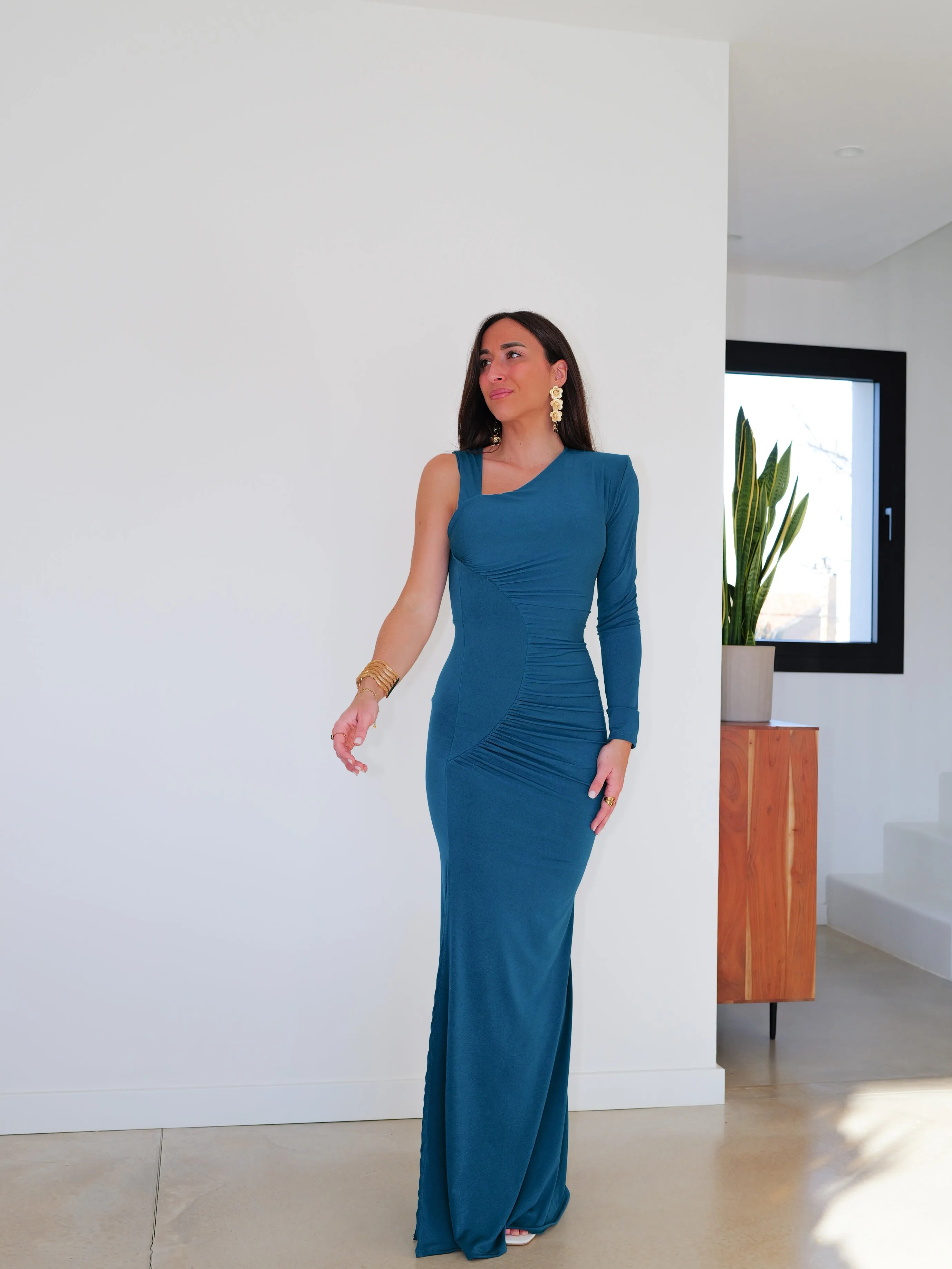 Vestido frunce asim manga petróleo sold by Sorellas product image thumbnail 2