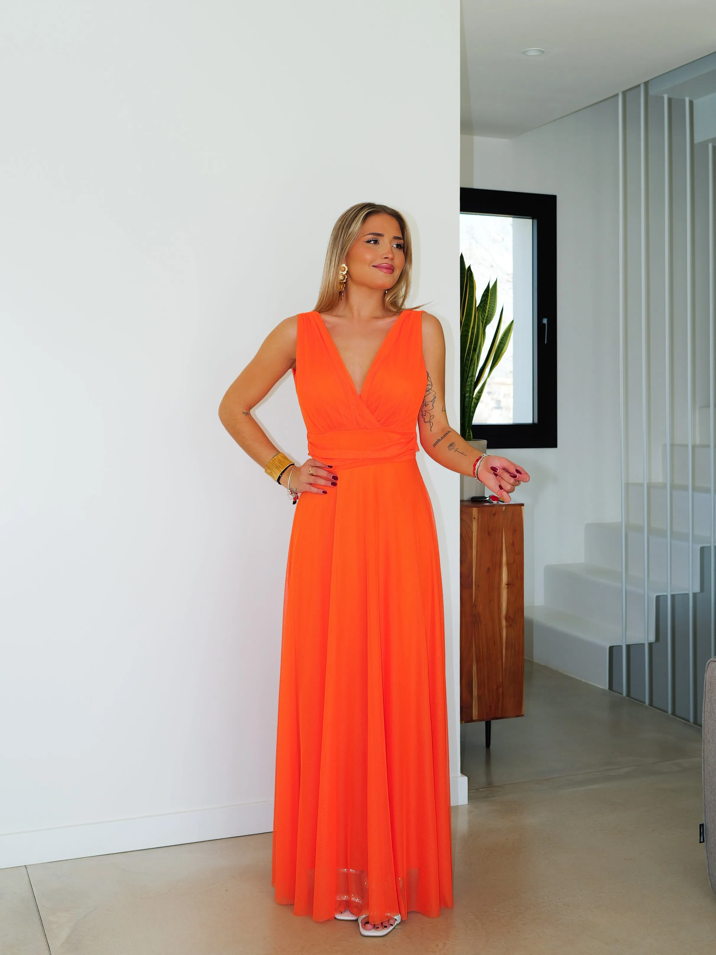 Vestido tulle pico naranja sold by Sorellas
