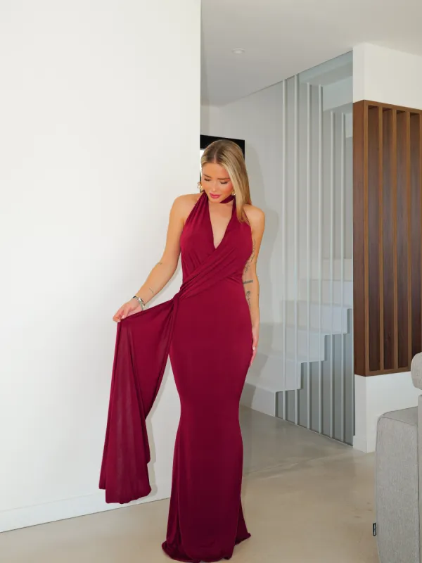 Vestido choker cut banda burdeos sold by Sorellas