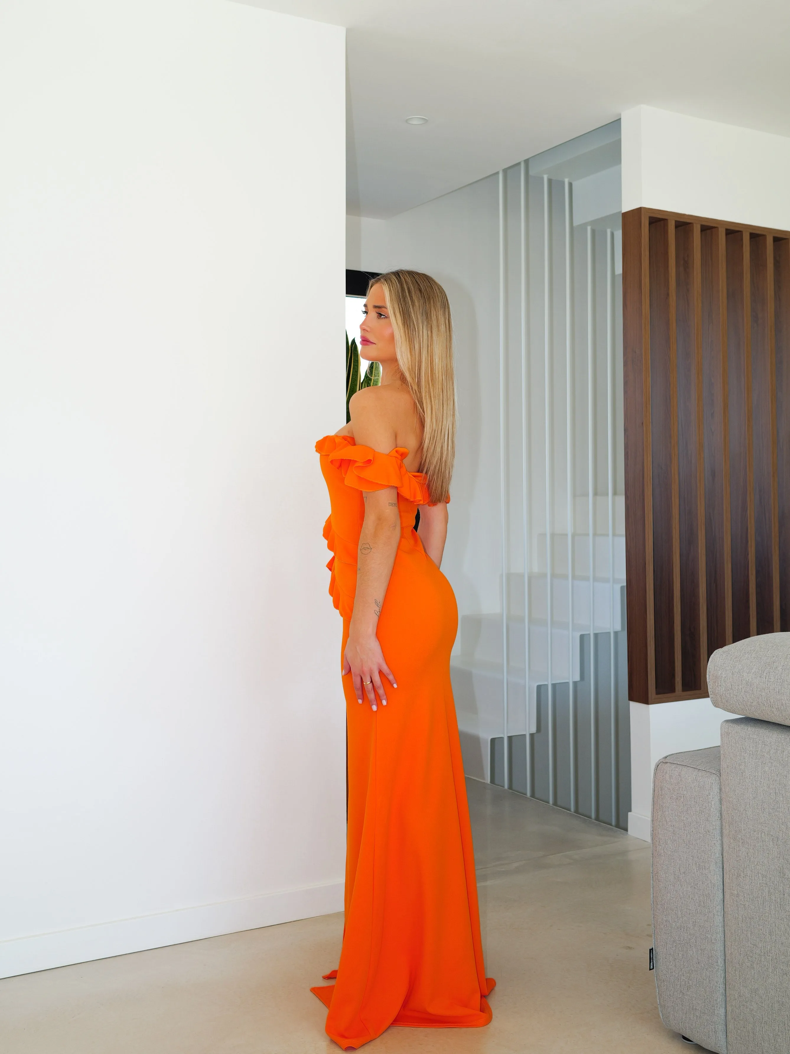 Vestido manguitos volantes naranja sold by Sorellas product image thumbnail 2