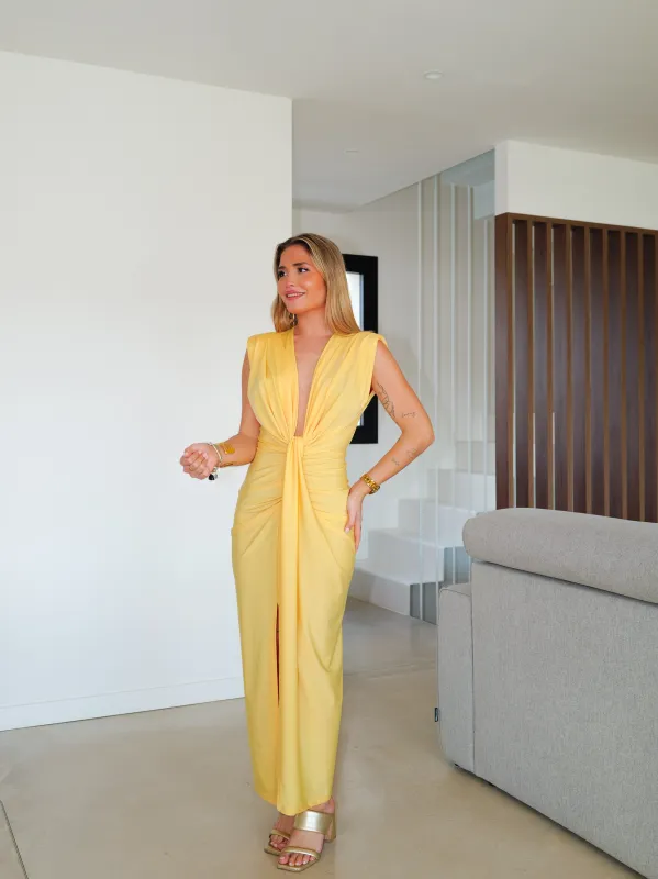 Vestido escote lazo amarillo sold by Sorellas