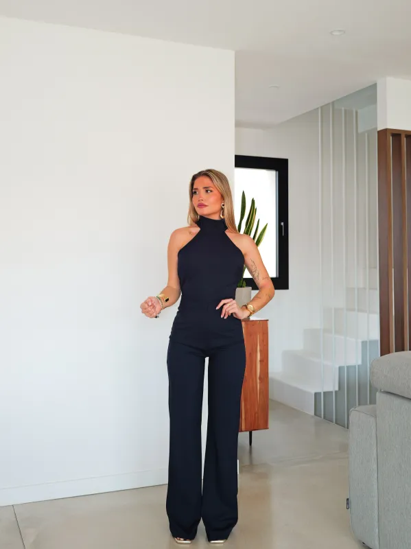 Mono halter crepe marino sold by Sorellas