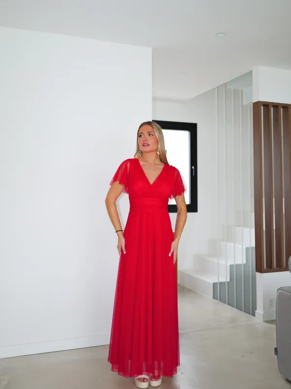 Vestido tulle manga rojo sold by Sorellas