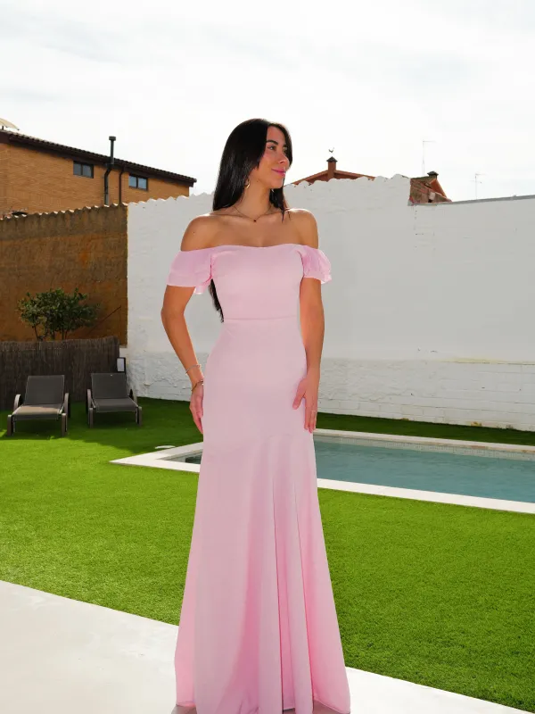 Vestido bardot tulle rosa sold by Sorellas