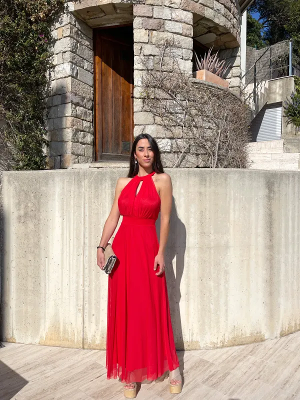 Vestido banda halter tulle rojo sold by Sorellas