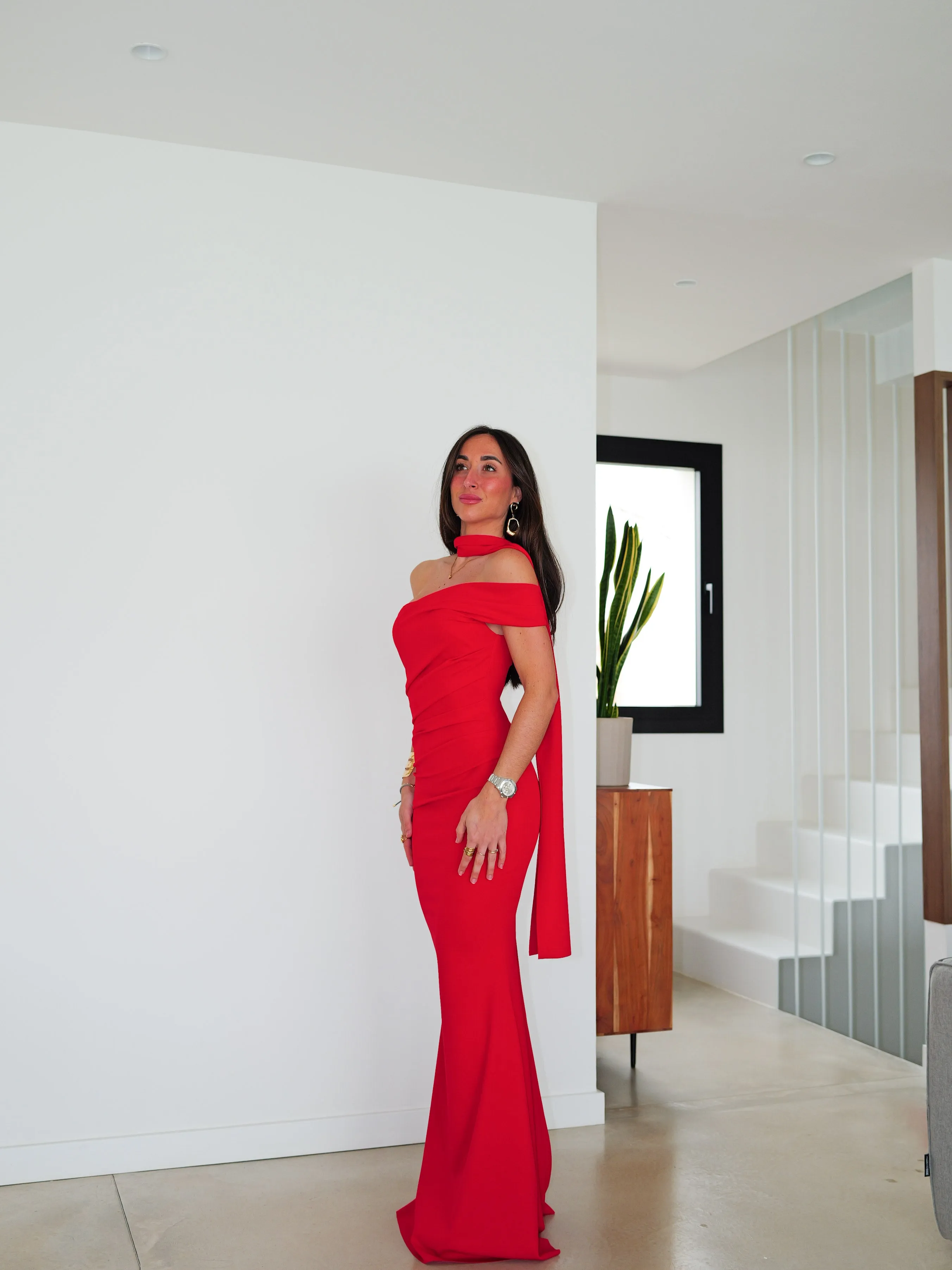 Vestido choker frunce asimétrico rojo sold by Sorellas product image thumbnail 4