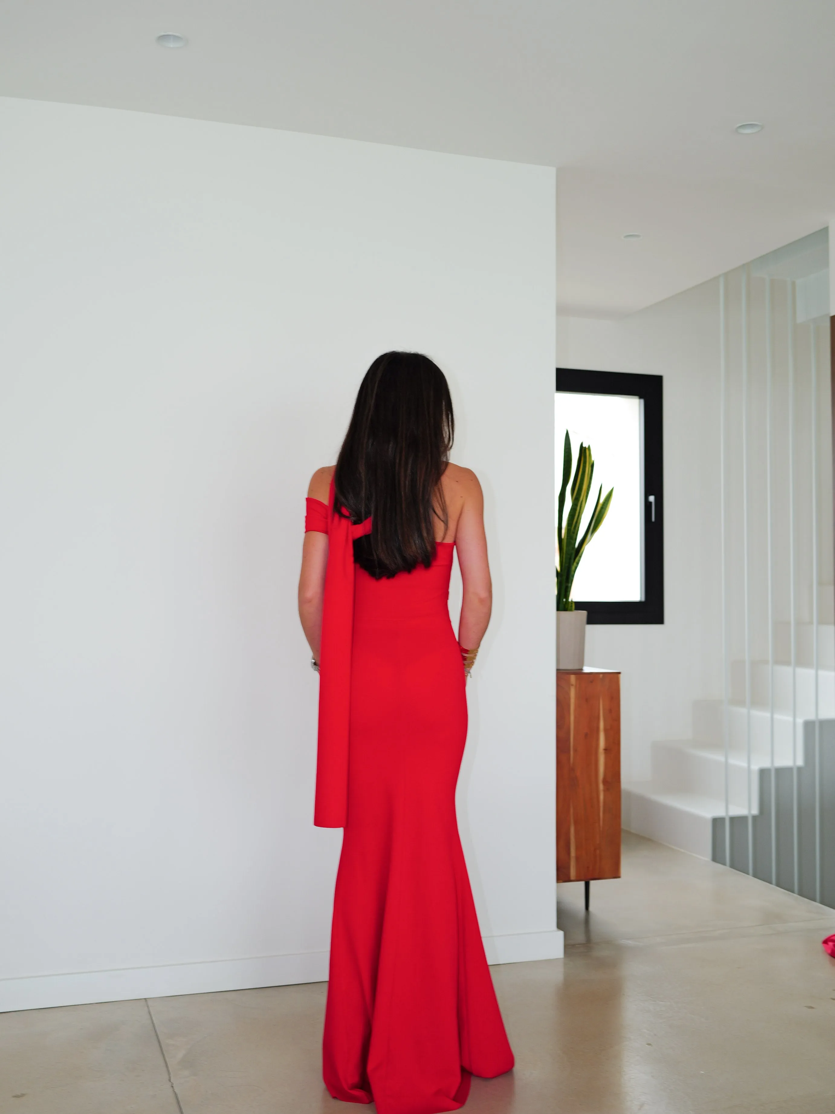 Vestido choker frunce asimétrico rojo sold by Sorellas product image thumbnail 3