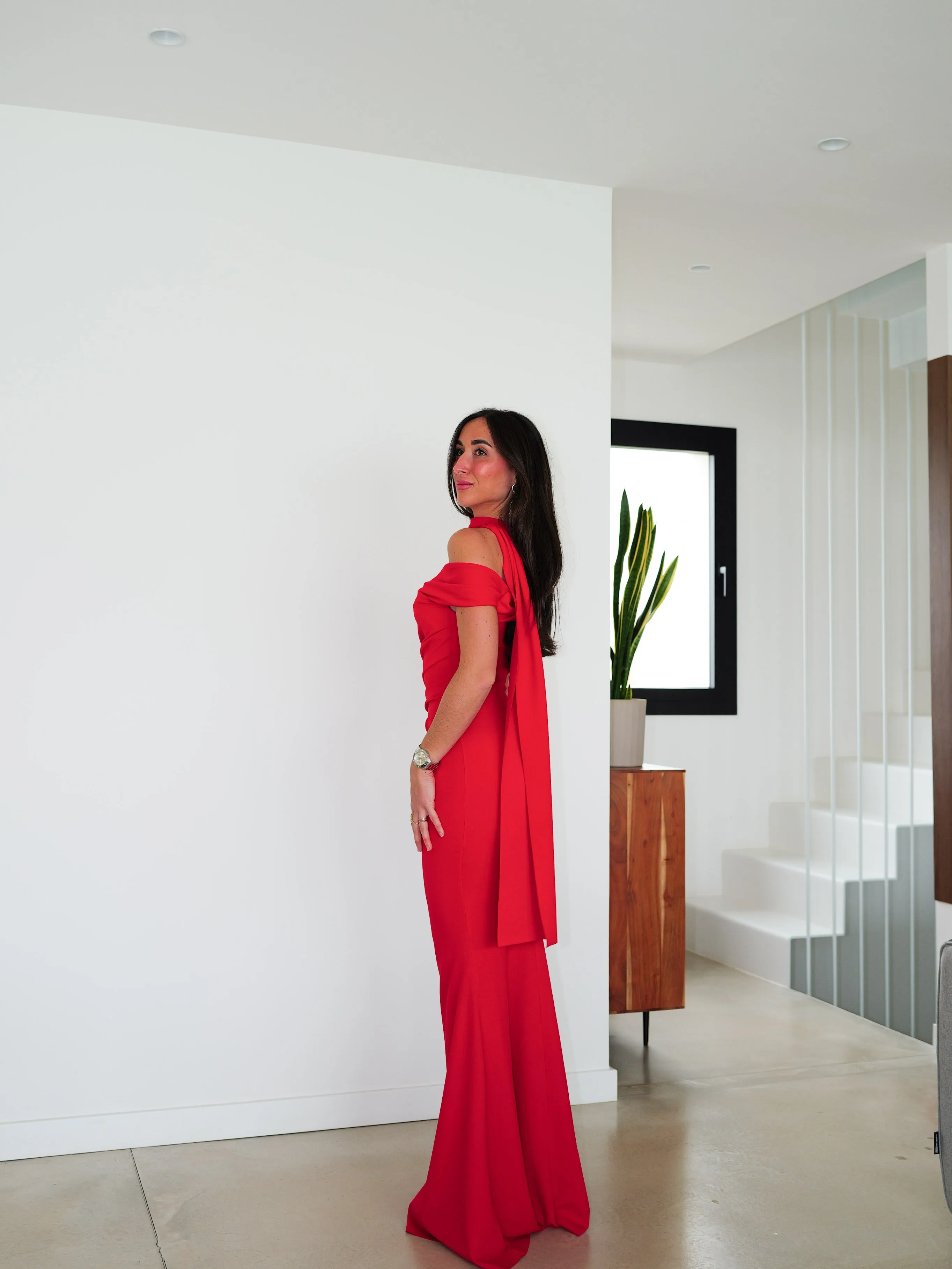 Vestido choker frunce asimétrico rojo sold by Sorellas product image thumbnail 2