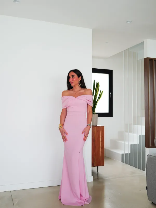 Vestido bardot efecto lazo rosa sold by Sorellas