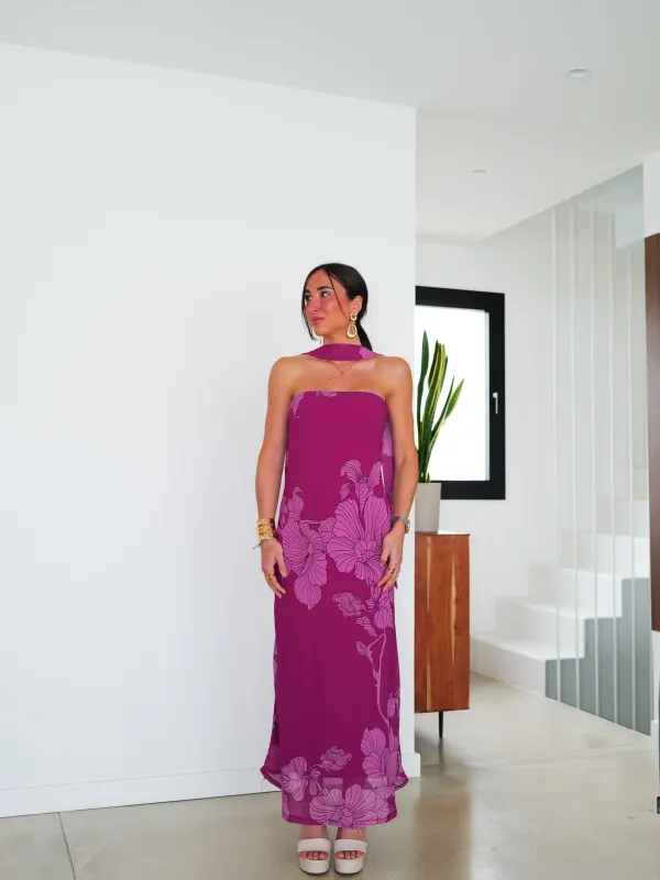 Vestido palabra midi choker flores amarena sold by Sorellas