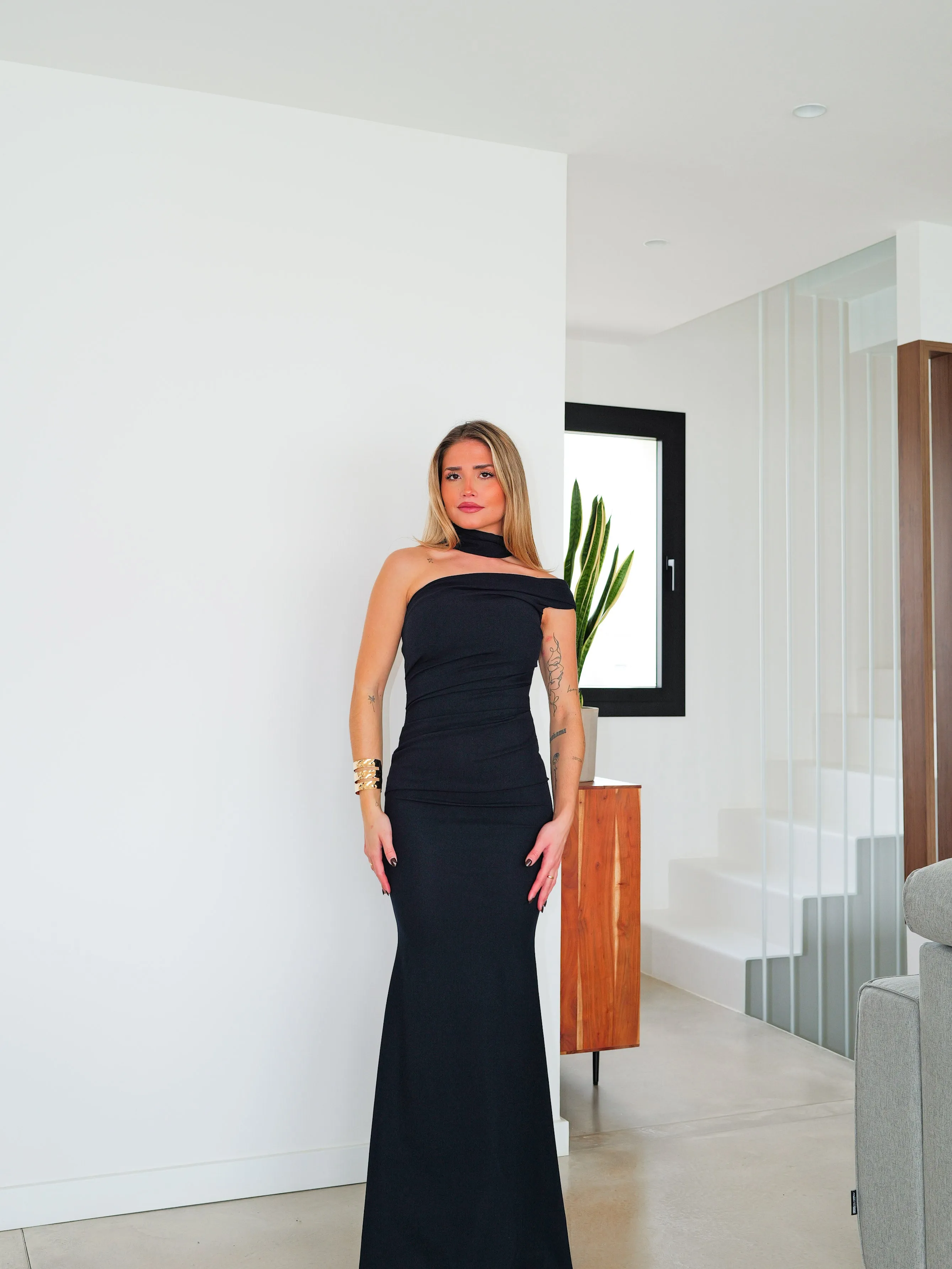 Vestido choker frunce asimétrico marino sold by Sorellas product image thumbnail 5