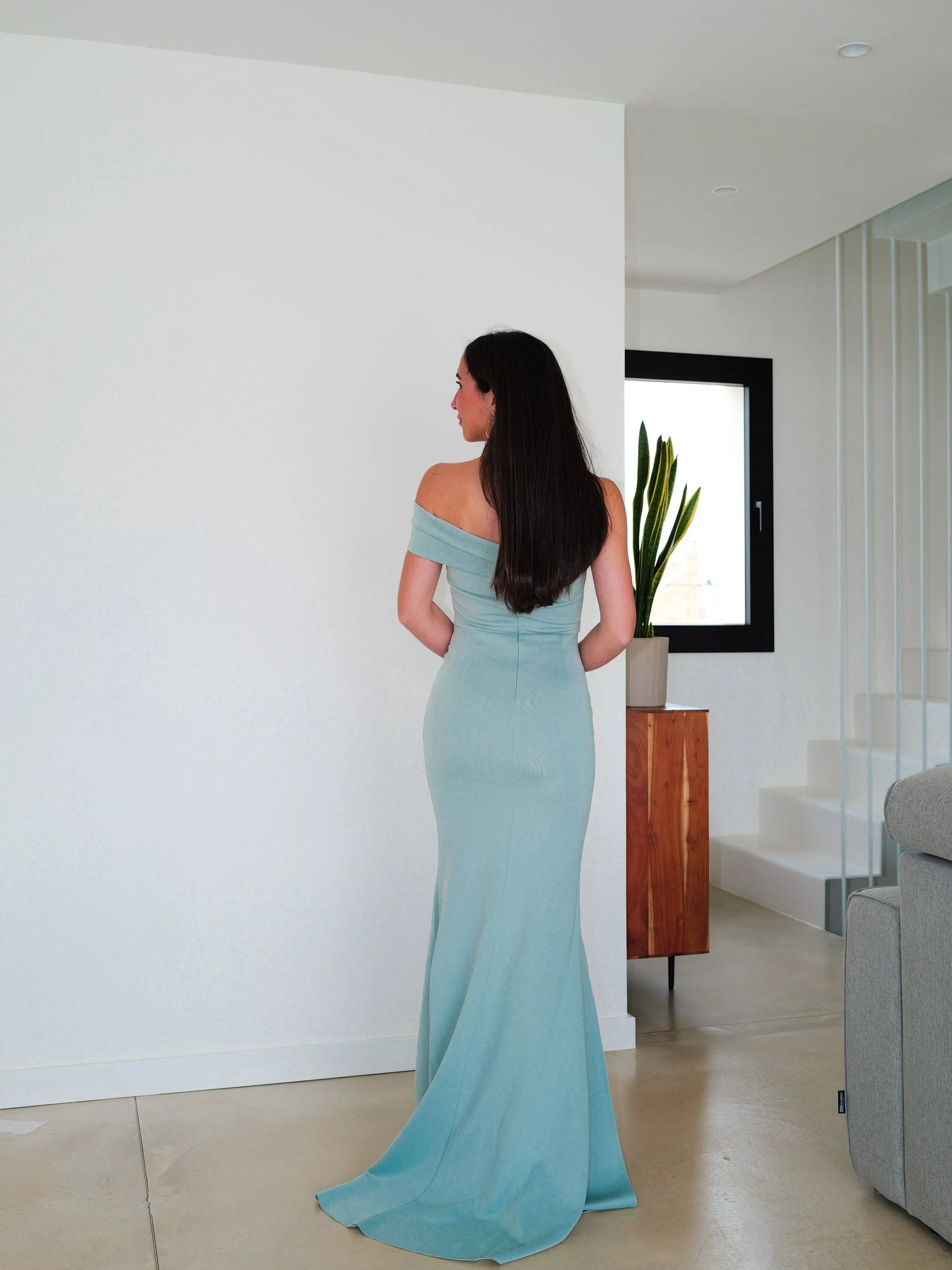 Vestido banda asimétrico fruncido menta sold by Sorellas product image thumbnail 3