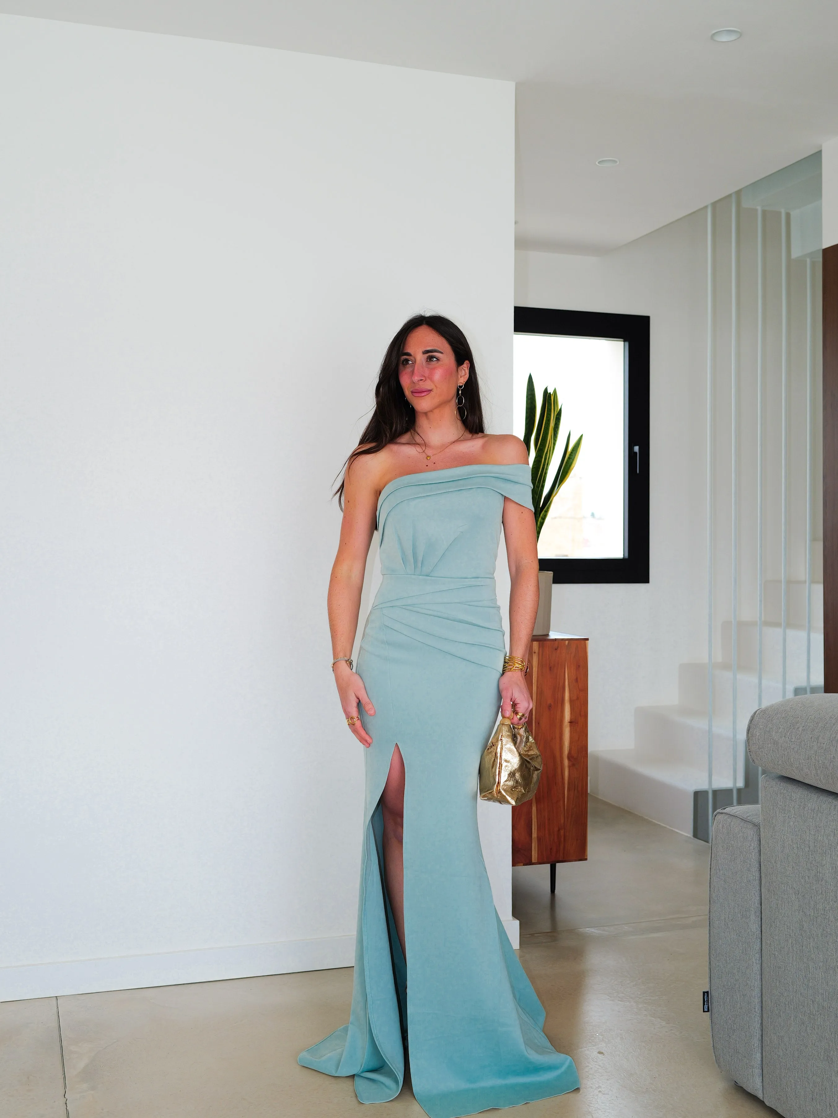 Vestido banda asimétrico fruncido menta sold by Sorellas product image thumbnail 4