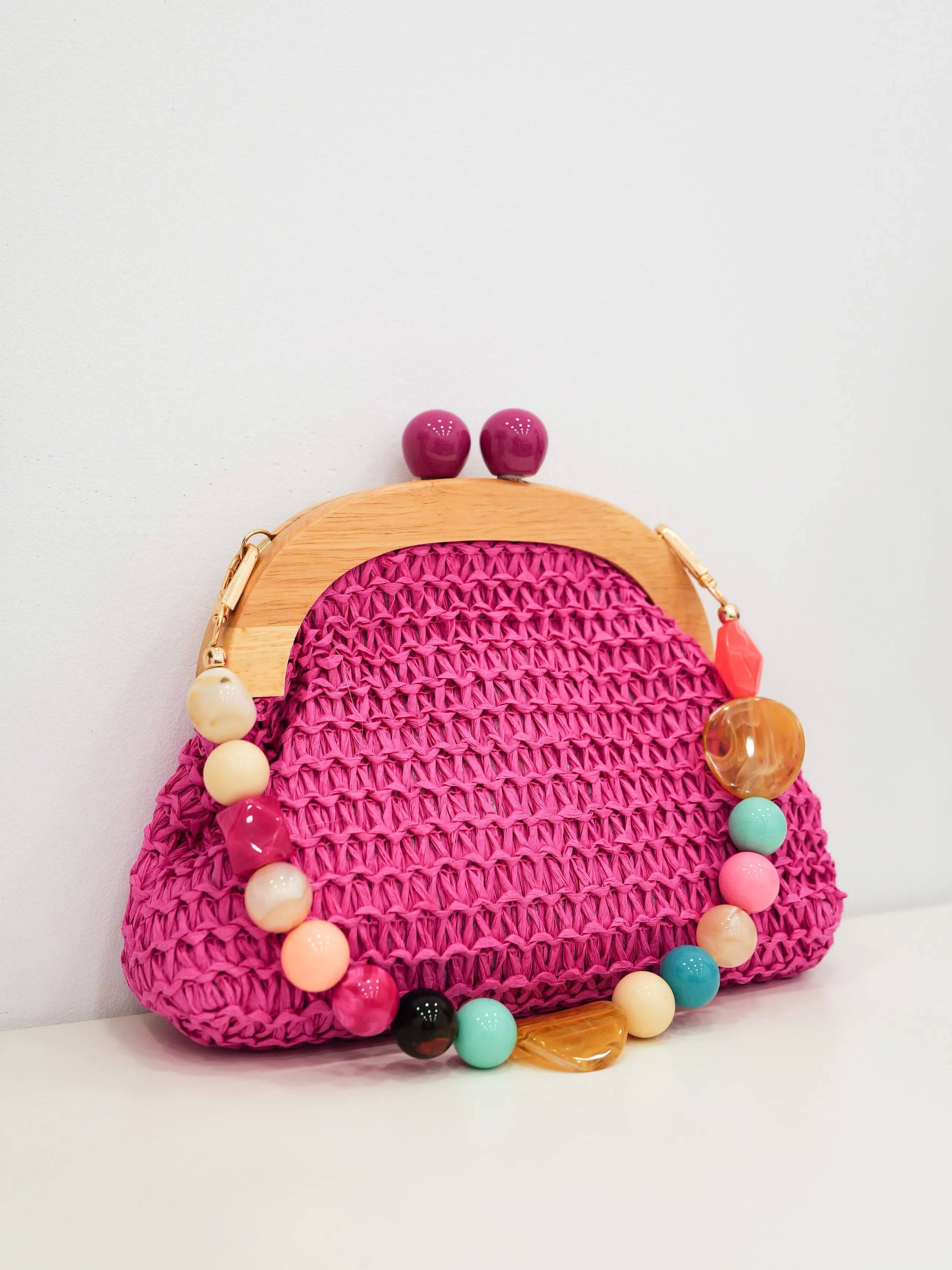 Clutch rafia abalorios fucsia sold by Sorellas product image thumbnail 2