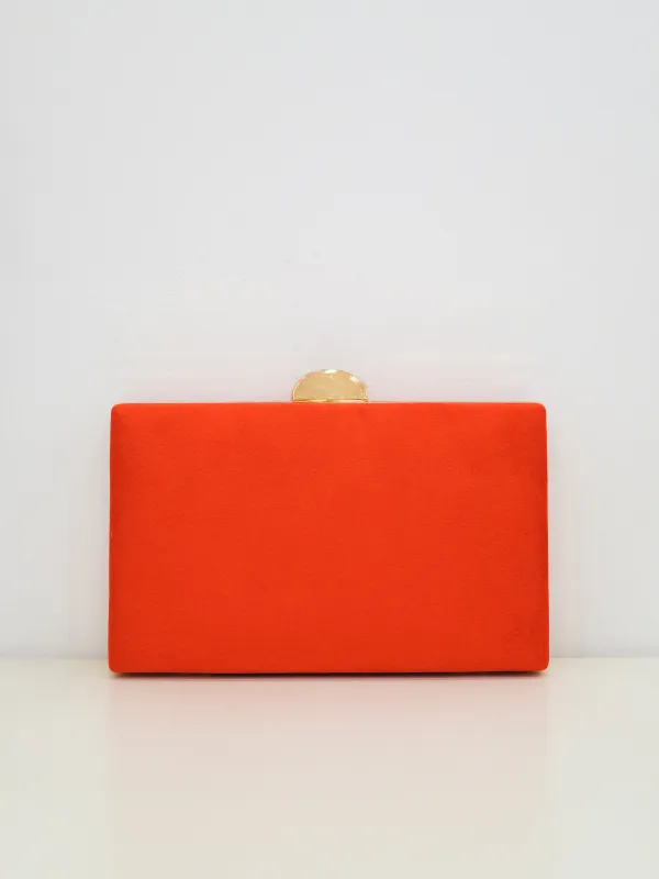 Clutch horizontal redondo naranja sold by Sorellas