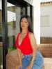 Top halter cascada rojo sold by Sorellas
