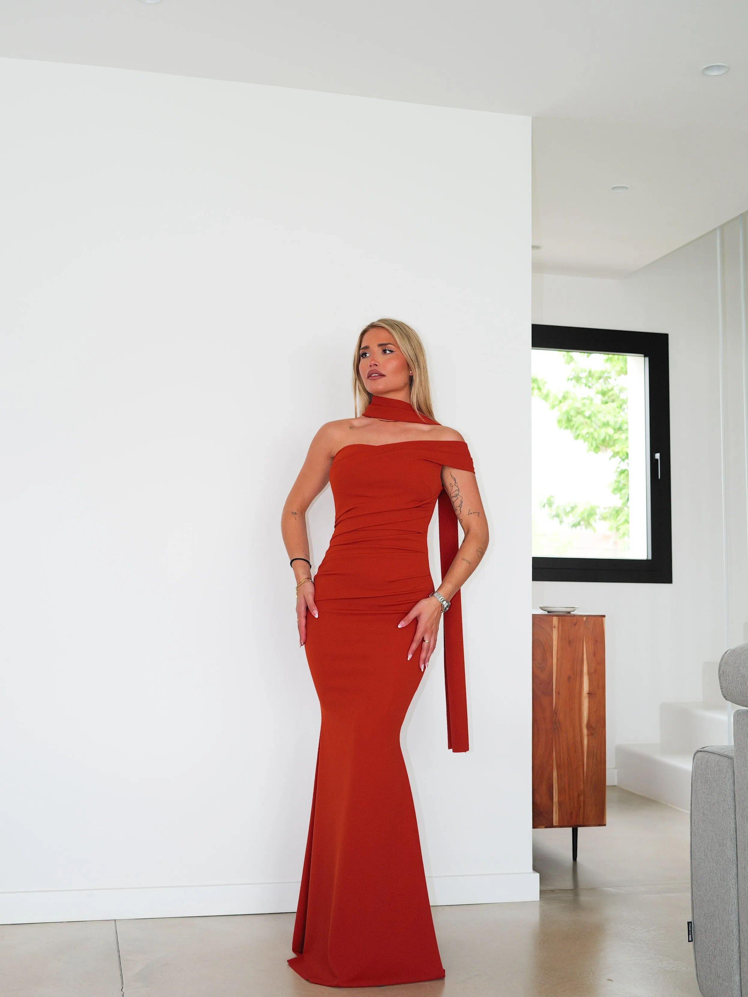 Vestido choker frunce asimétrico caldera sold by Sorellas product image thumbnail 5