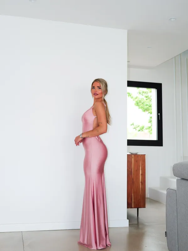 Vestido sirena tirante espalda rosa sold by Sorellas