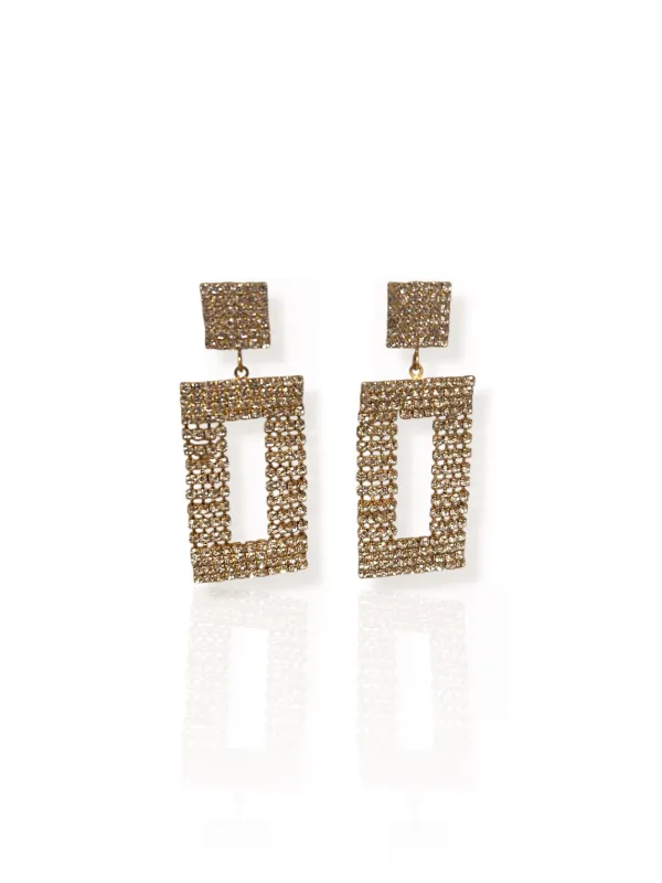 Pendientes cuadrado brillo dorado sold by Sorellas