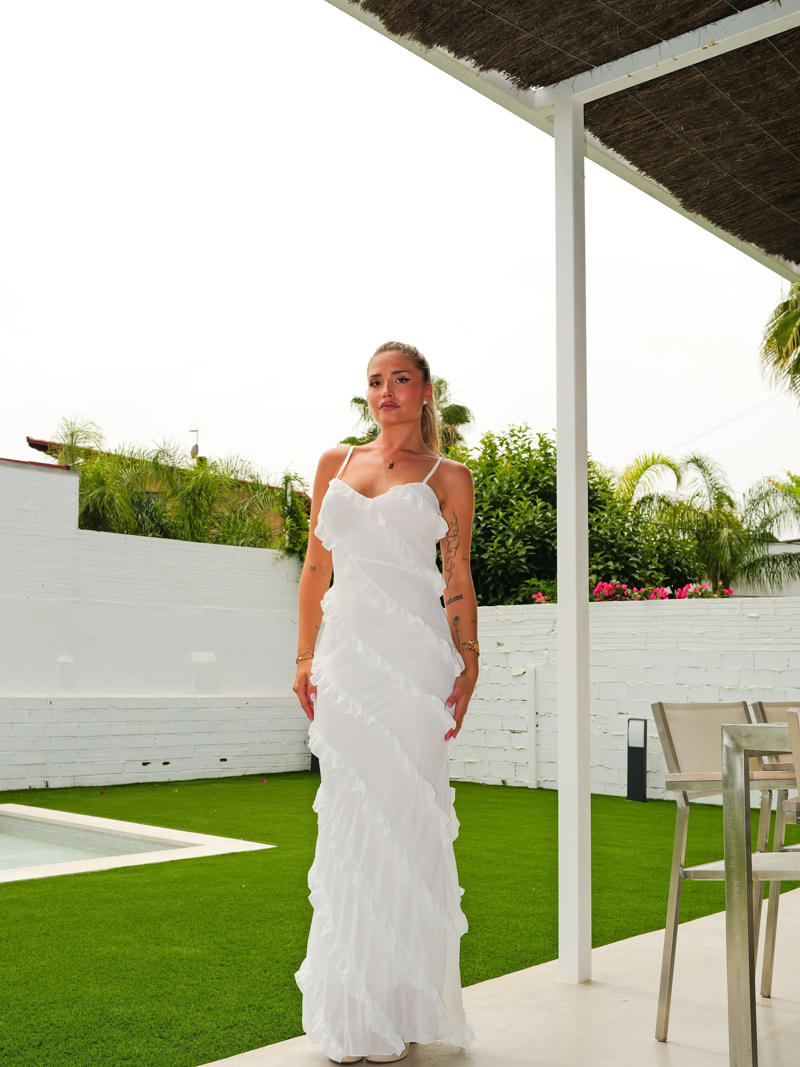 Vestido volantes crepe blanco sold by Sorellas product image thumbnail 3
