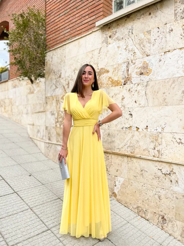 Vestido tulle manga amarillo sold by Sorellas