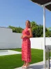 Vestido halter midi lazo burdeos sold by Sorellas