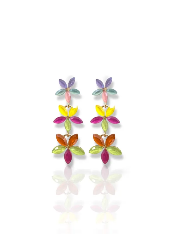 Pendientes flores piedras multicolor sold by Sorellas