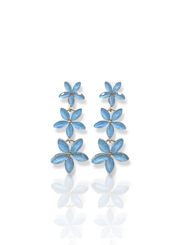 Pendientes flores piedras azul sold by Sorellas