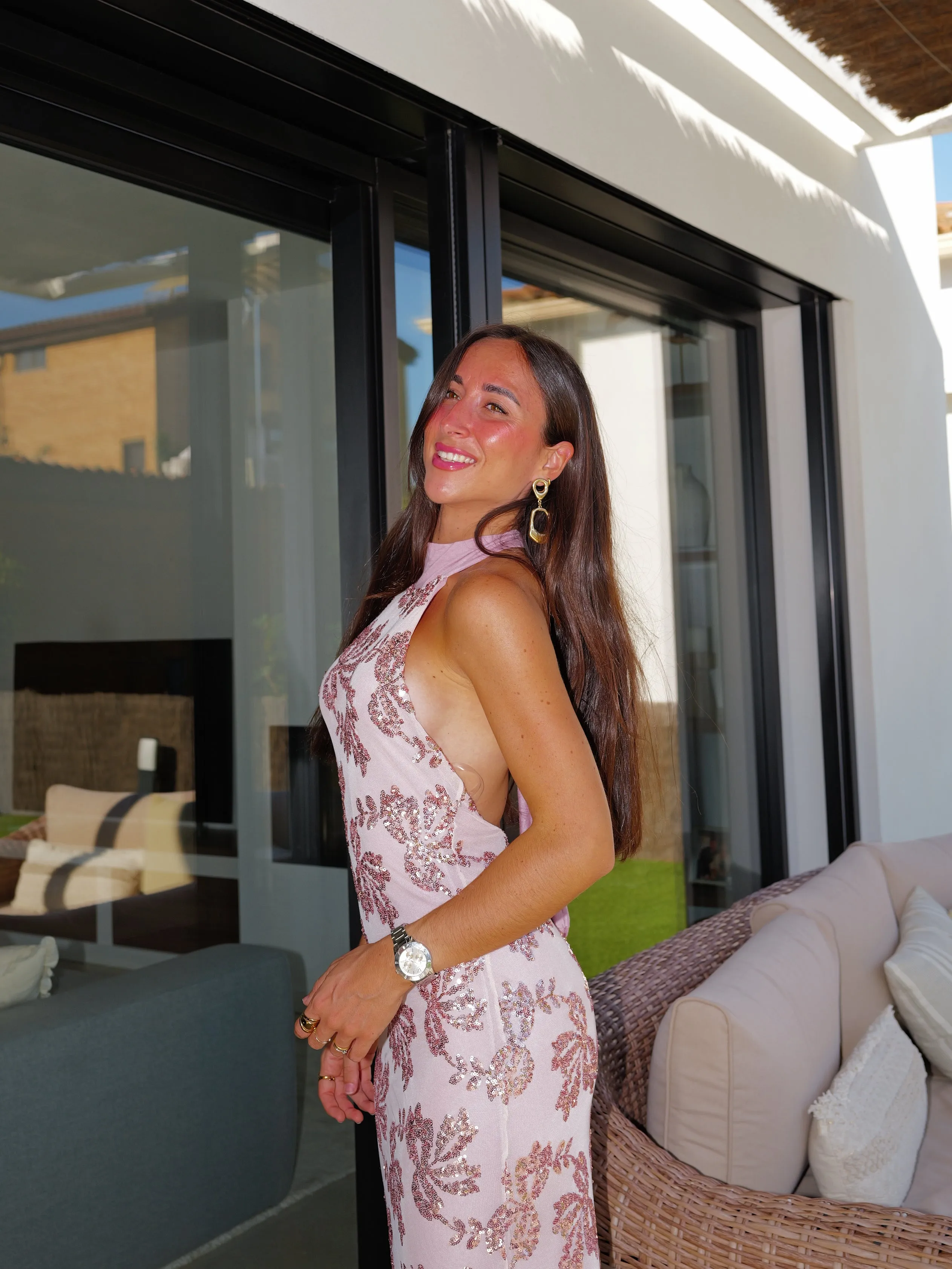 Vestido detalle tulle halter rosa sold by Sorellas product image thumbnail 2