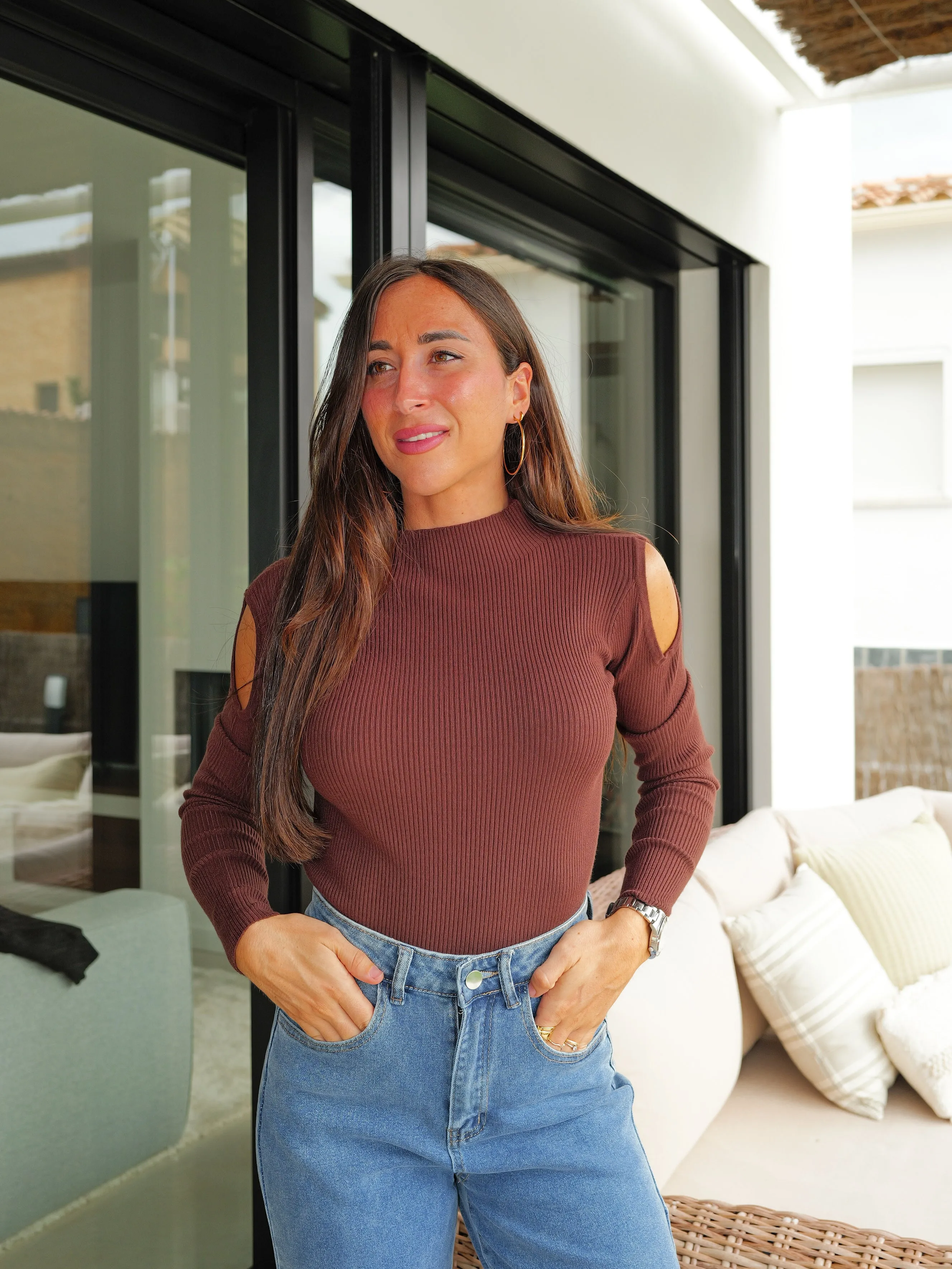 Jersey hombro canale chocolate sold by Sorellas