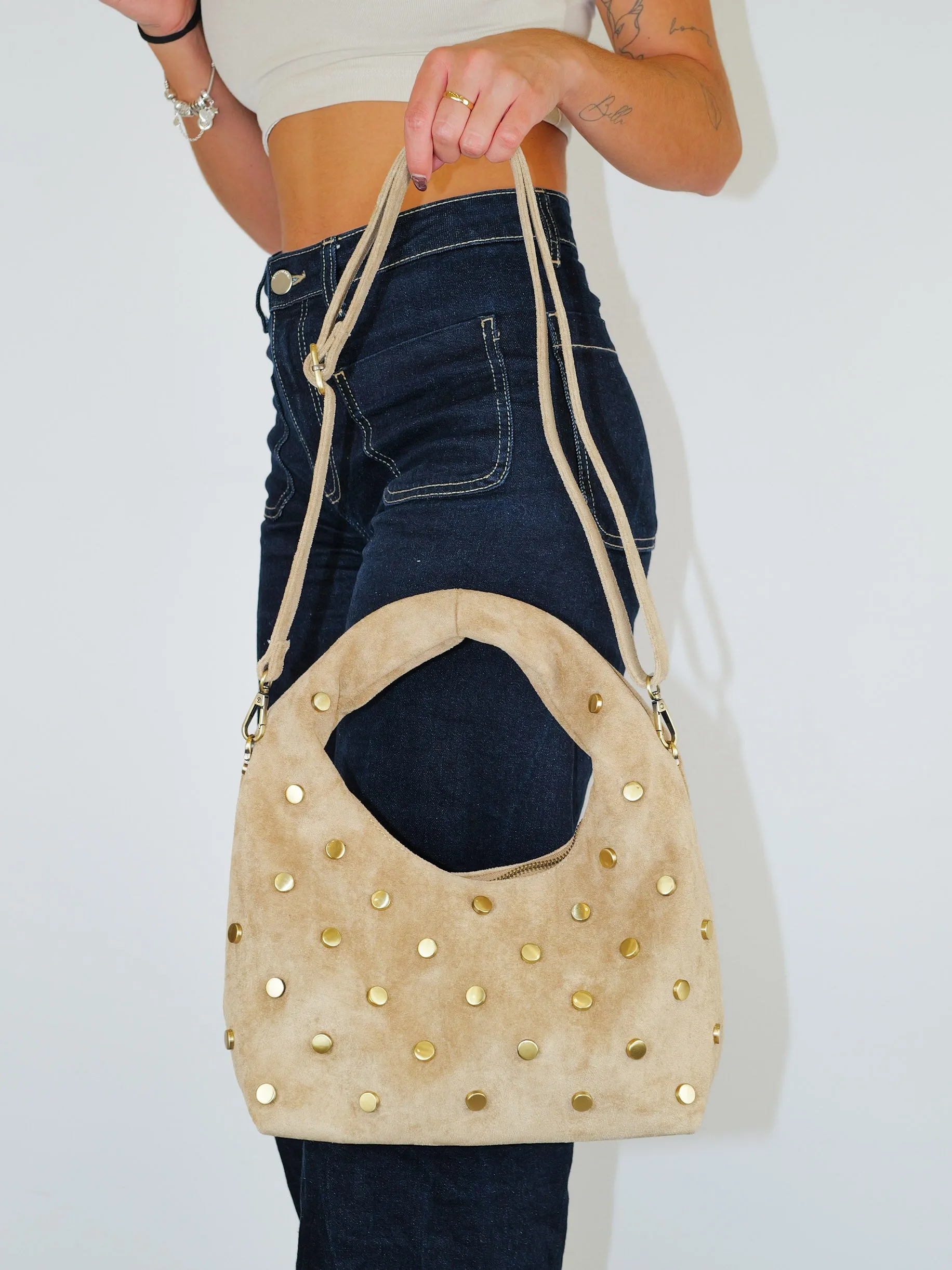Bolso asa tachuelas dorado beige sold by Sorellas product image thumbnail 2