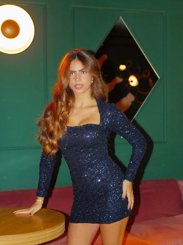 Vestido mini glitter corazon marino sold by Sorellas