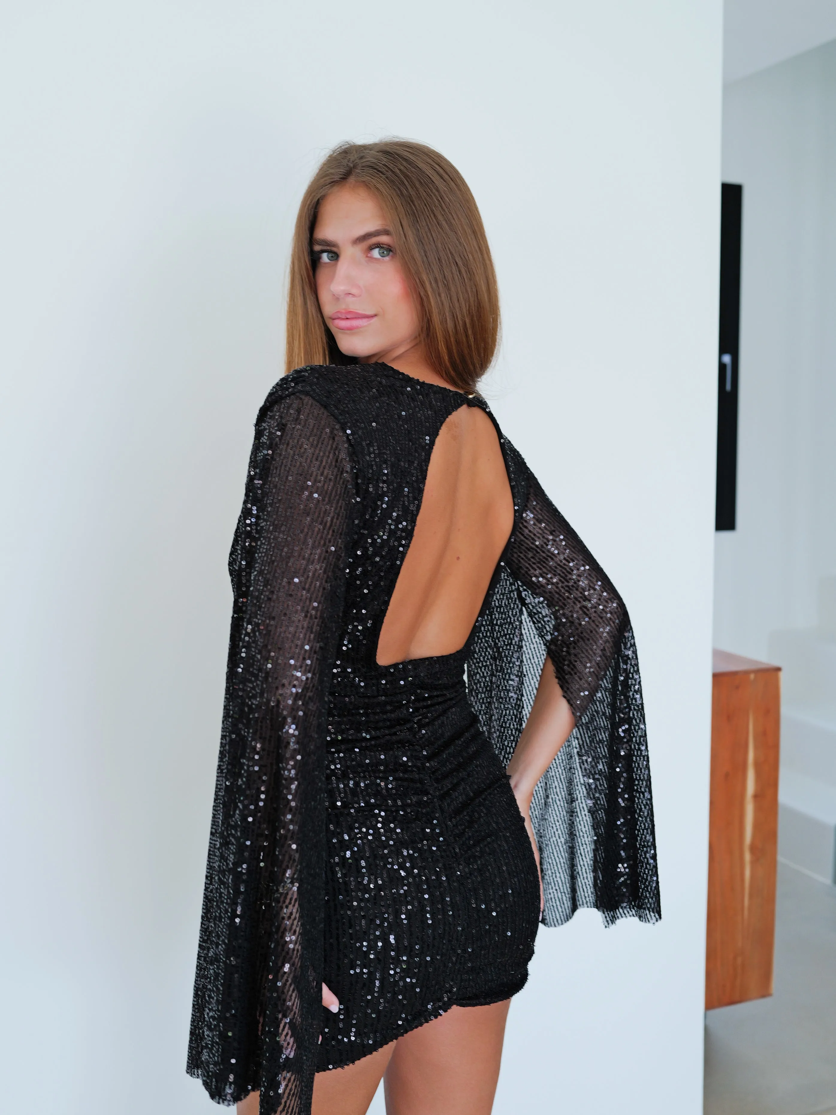 Vestido glitter mangas negro sold by Sorellas product image thumbnail 2