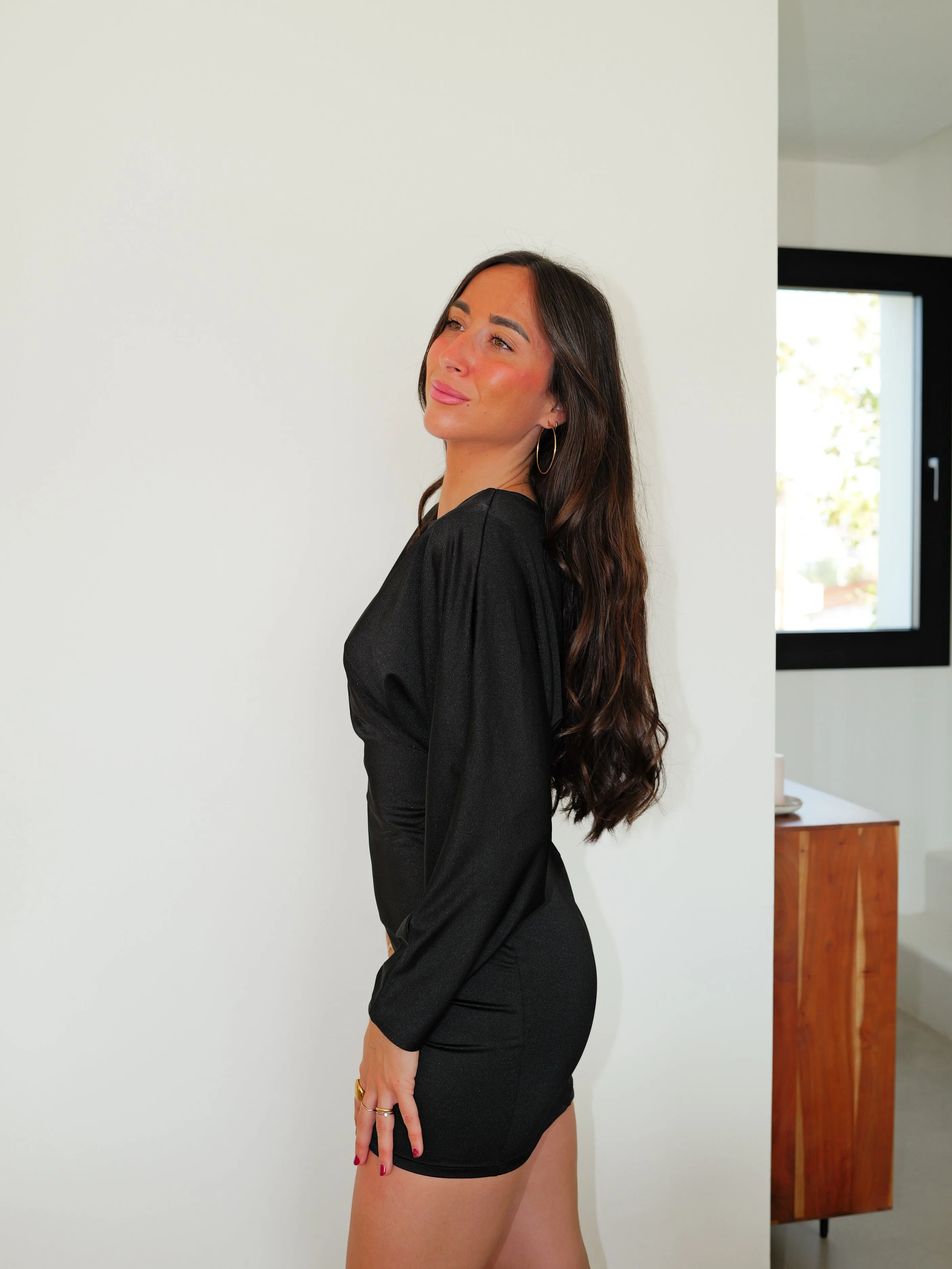 Vestido licra mini manga ancha negro sold by Sorellas