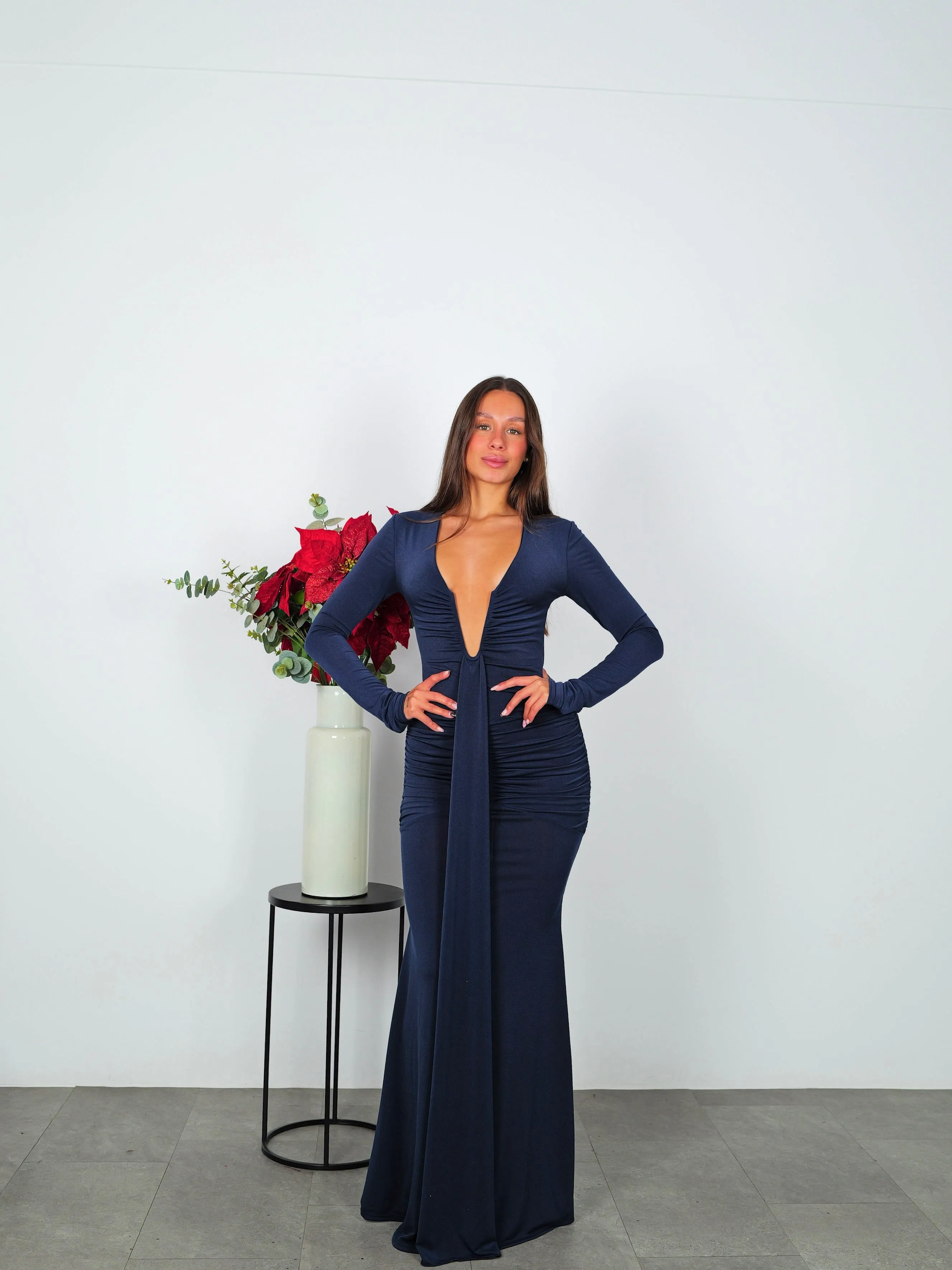 Vestido largo manga escote banda marino sold by Sorellas product image thumbnail 5