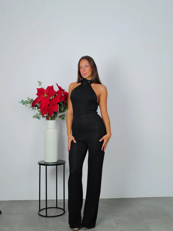 Mono lurex cuello halter negro sold by Sorellas