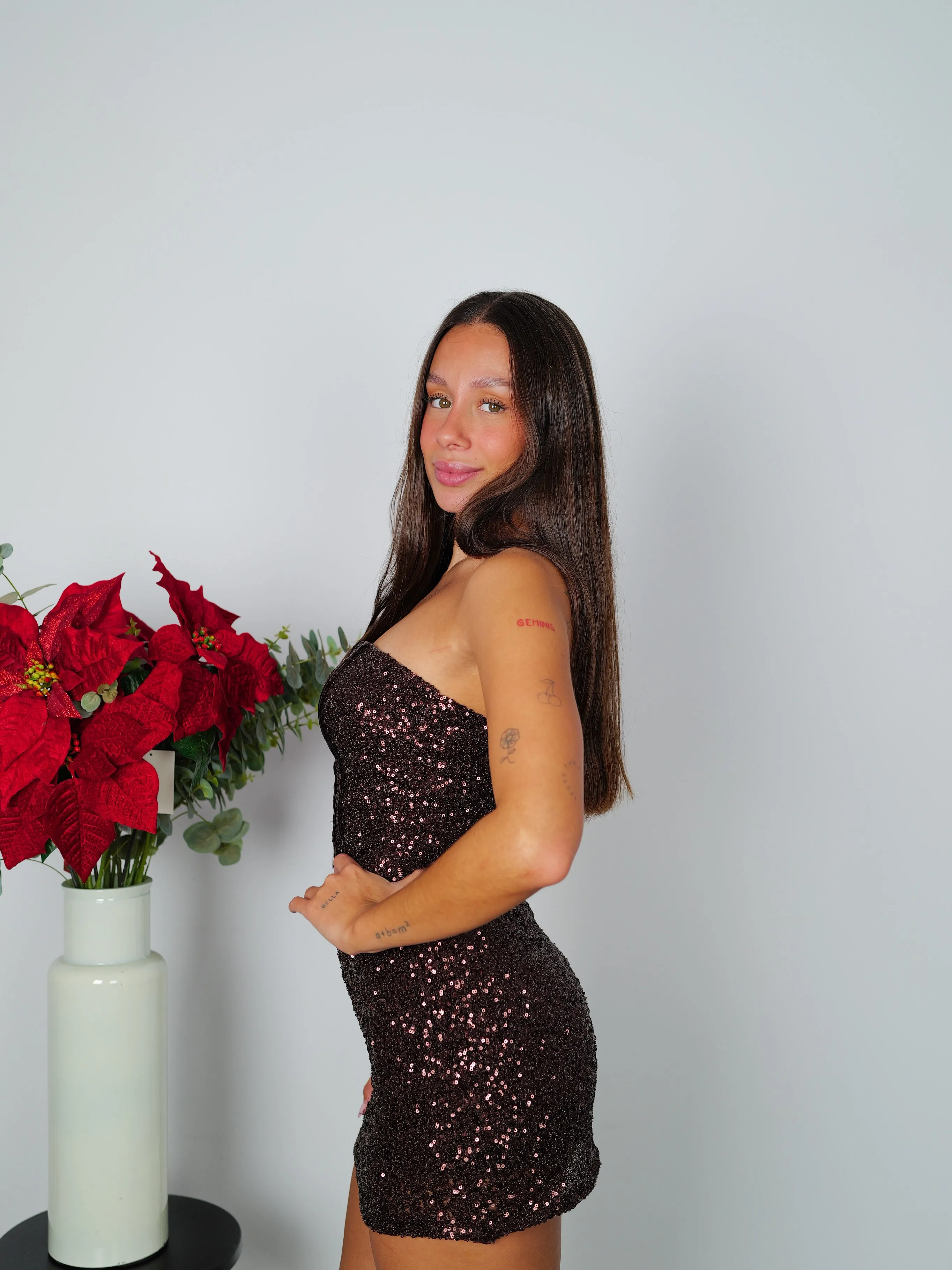 Vestido glitter palabra mini corsé chocolate sold by Sorellas product image thumbnail 2