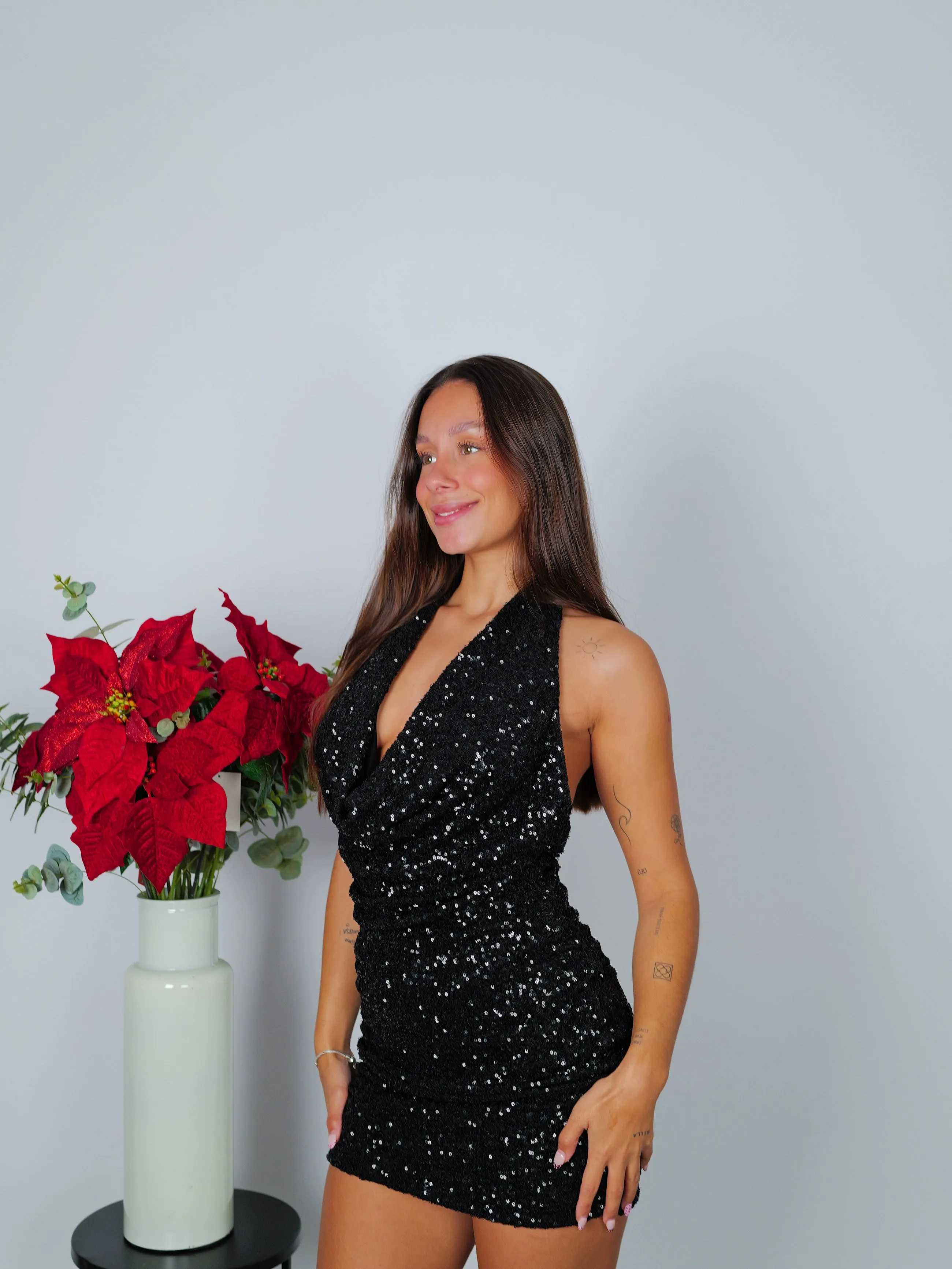 Vestido mini cascada glitter negro sold by Sorellas product image thumbnail 2