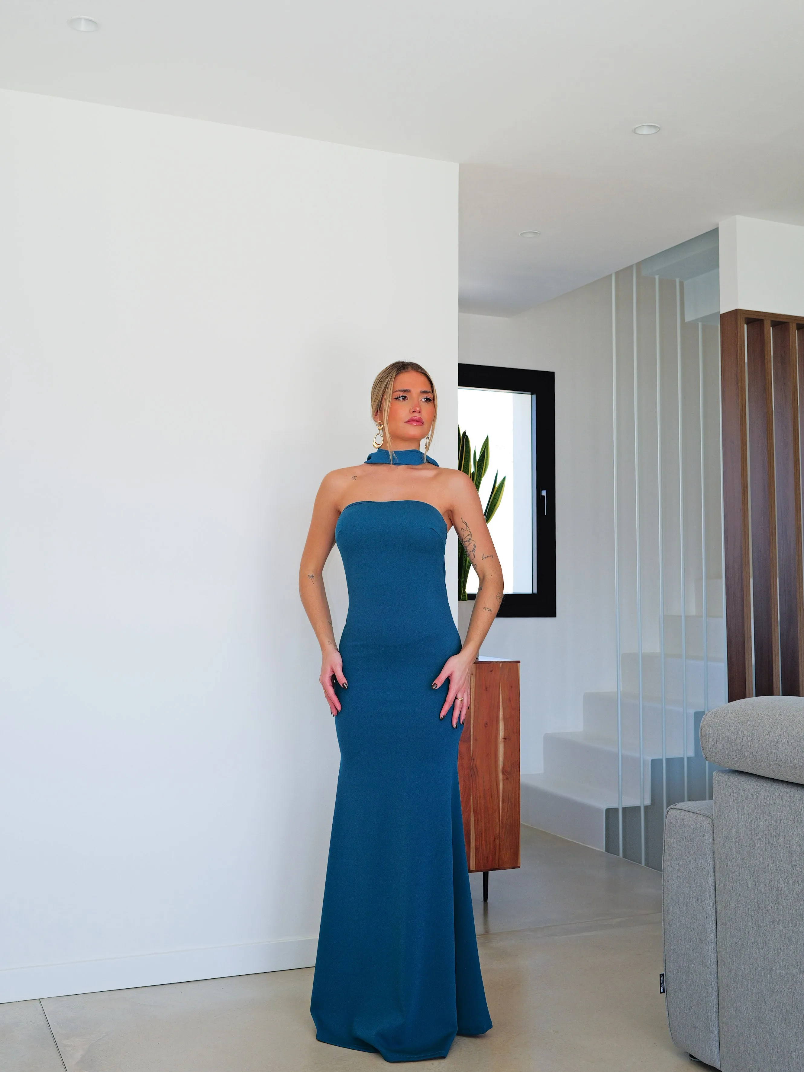 Vestido sirena choker tulle petróleo sold by Sorellas product image thumbnail 5