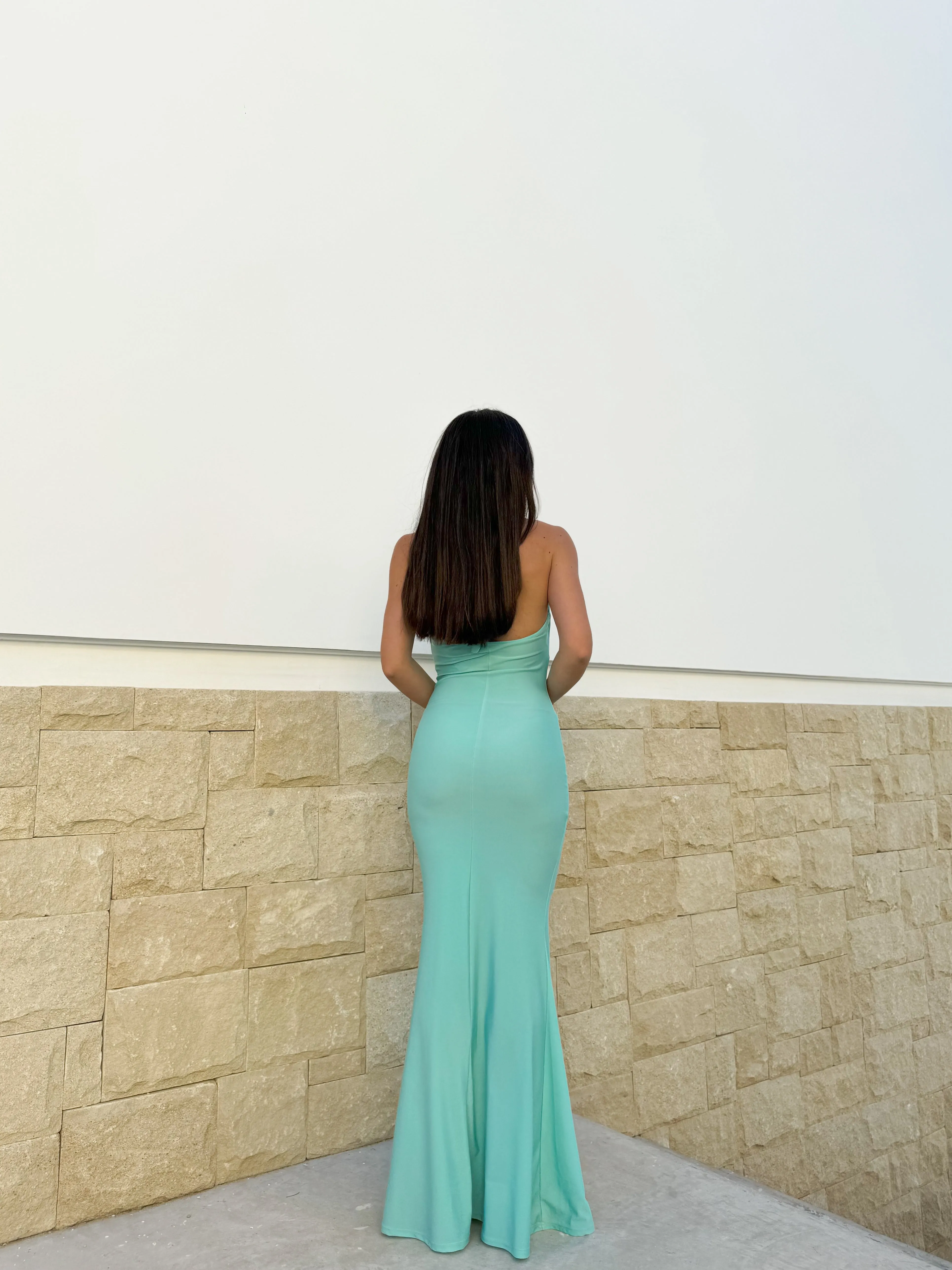 Vestido cascada largo turquesa sold by Sorellas product image thumbnail 5