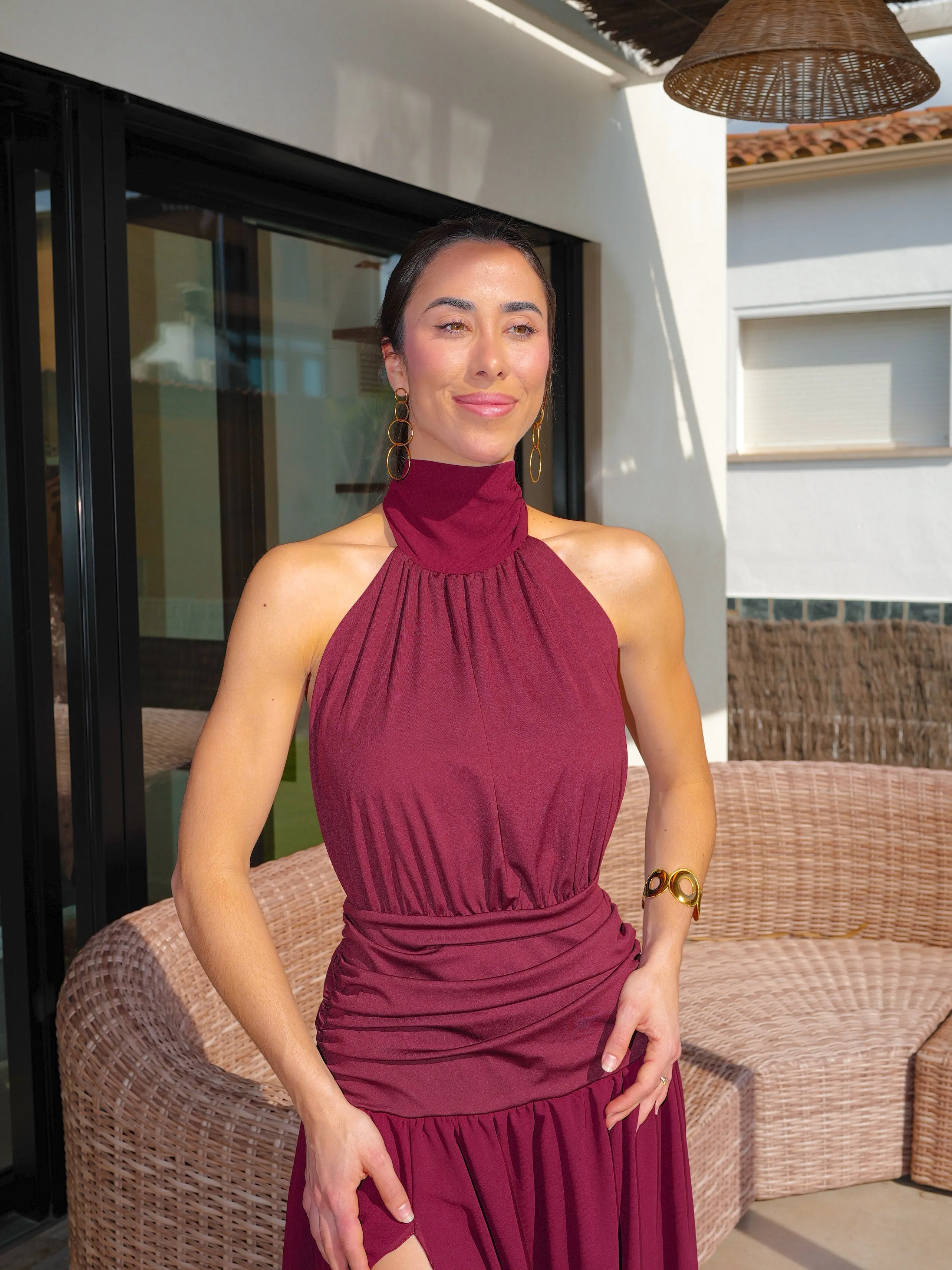 Vestido largo falda georgette burdeos sold by Sorellas product image thumbnail 5