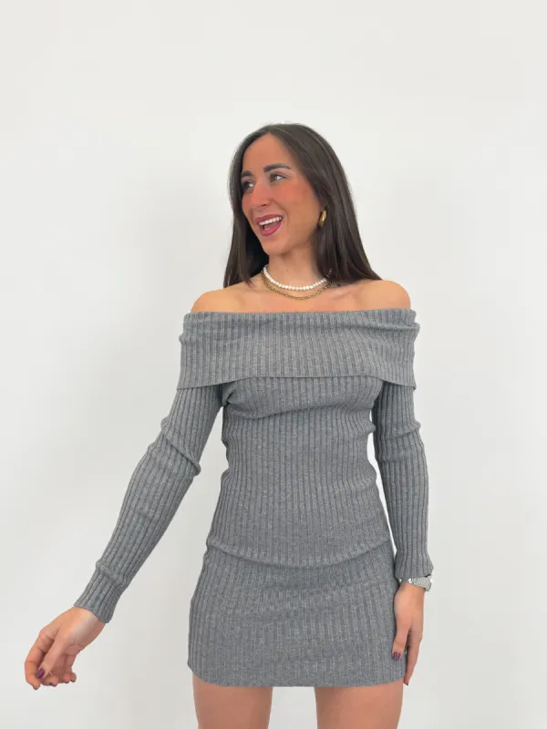 Vestido barco punto gris sold by Sorellas