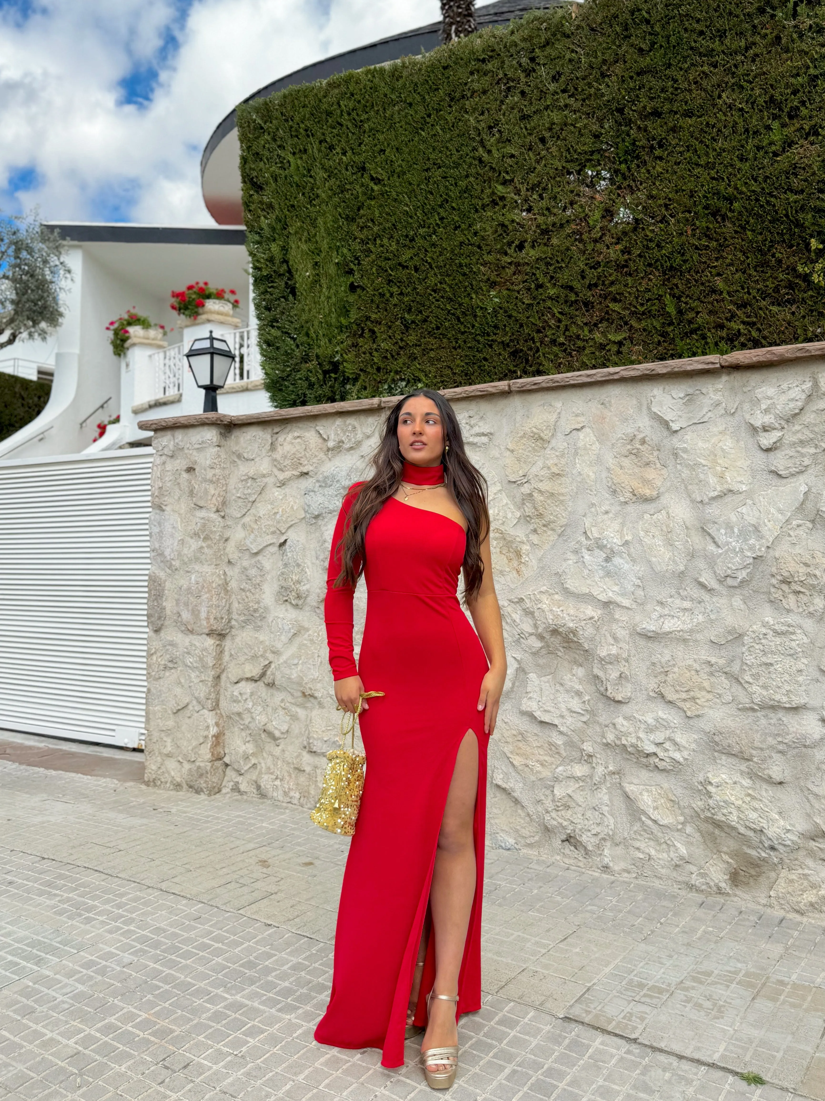 Vestido asim manga choker rojo sold by Sorellas product image thumbnail 2