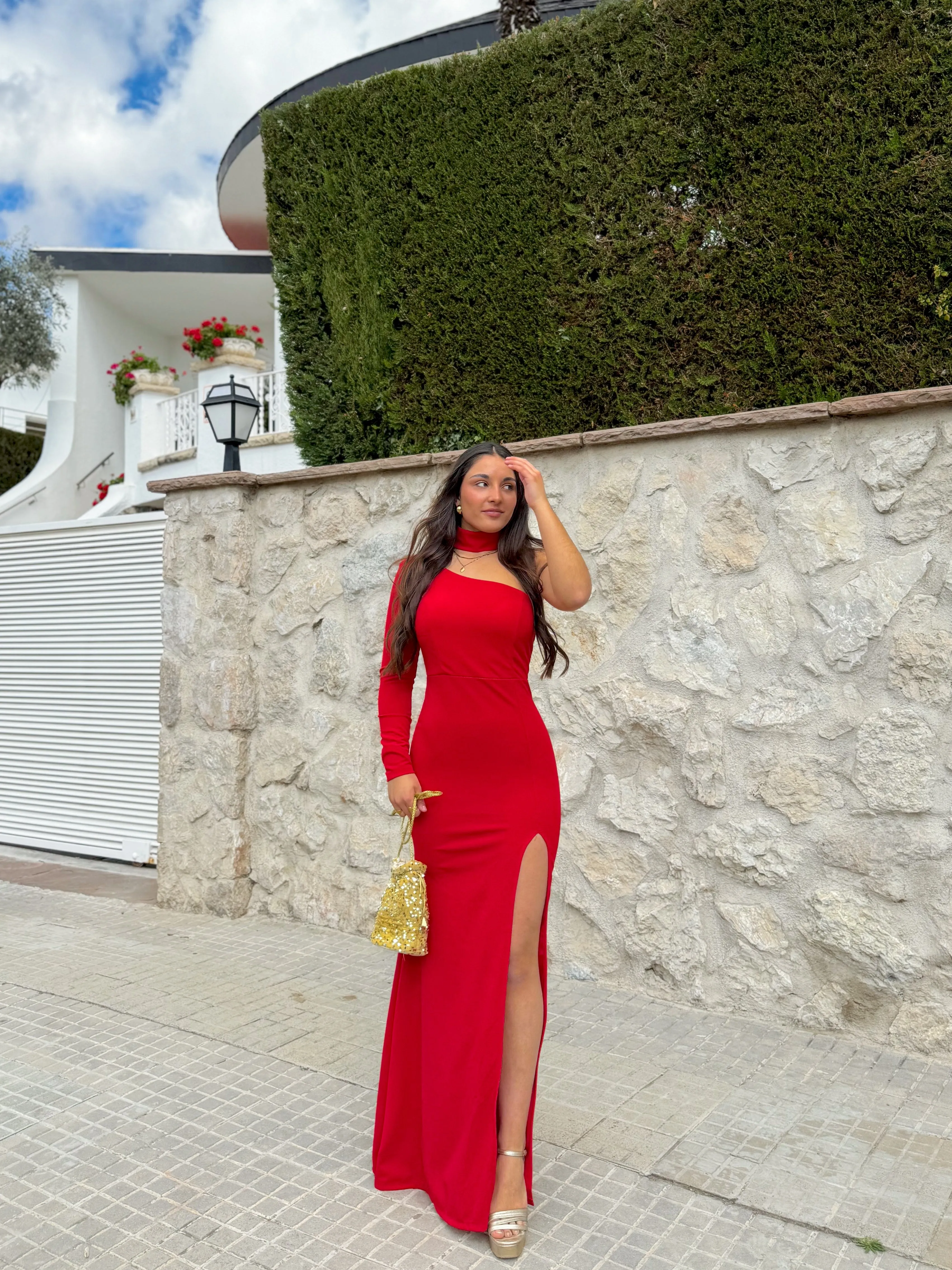 Vestido asim manga choker rojo sold by Sorellas product image thumbnail 3