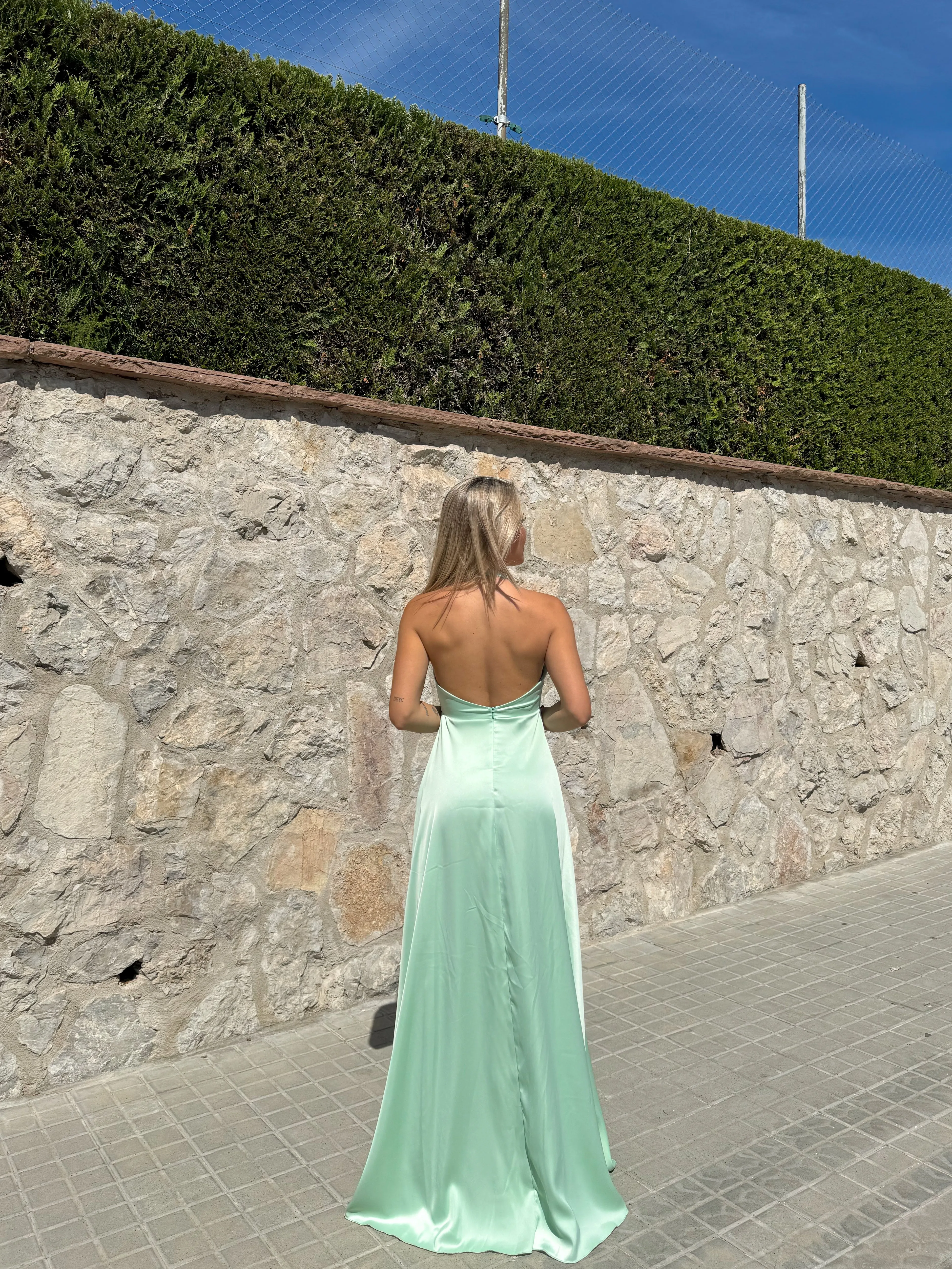 Vestido halter raso menta sold by Sorellas product image thumbnail 5