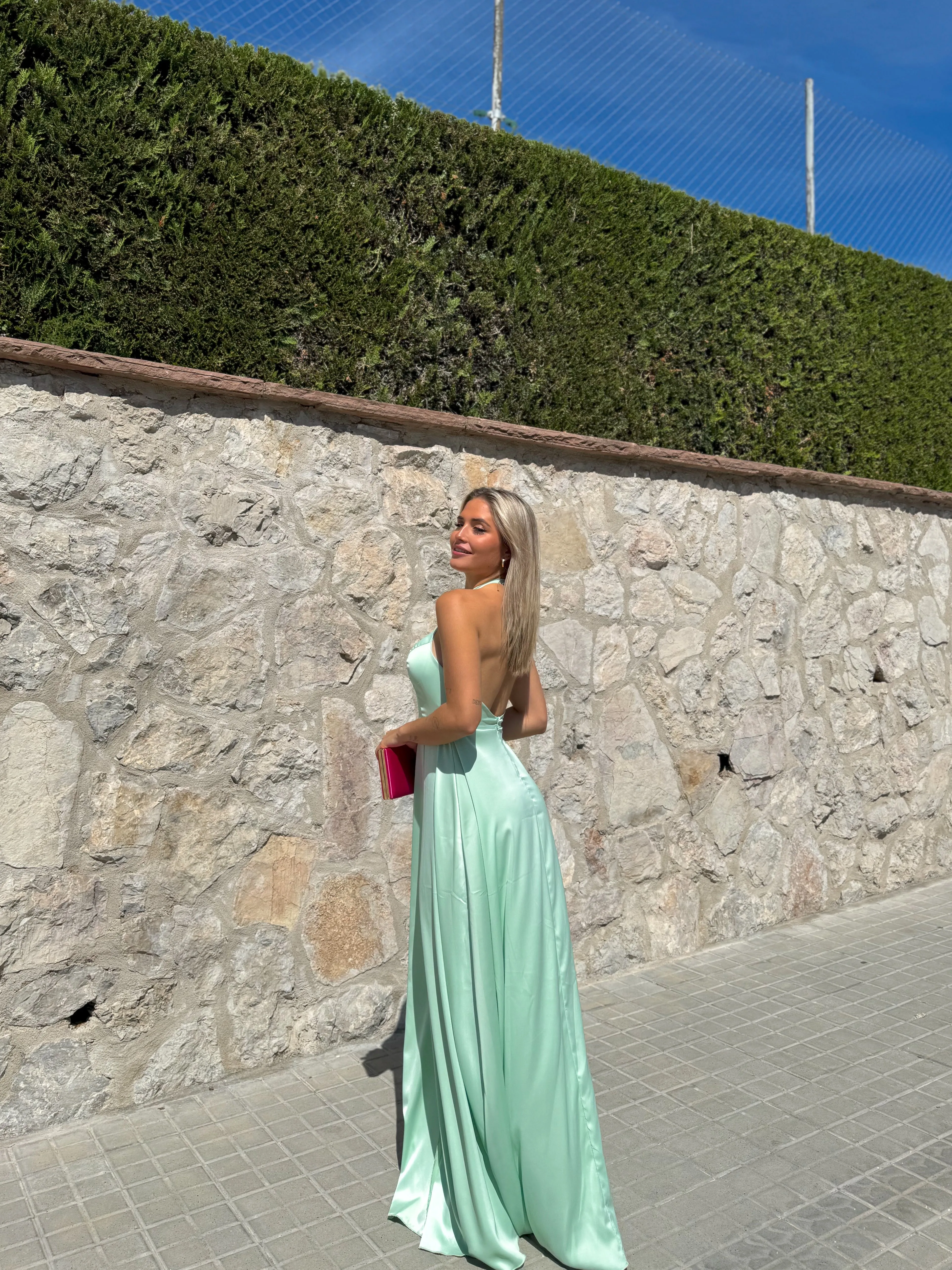 Vestido halter raso menta sold by Sorellas product image thumbnail 2