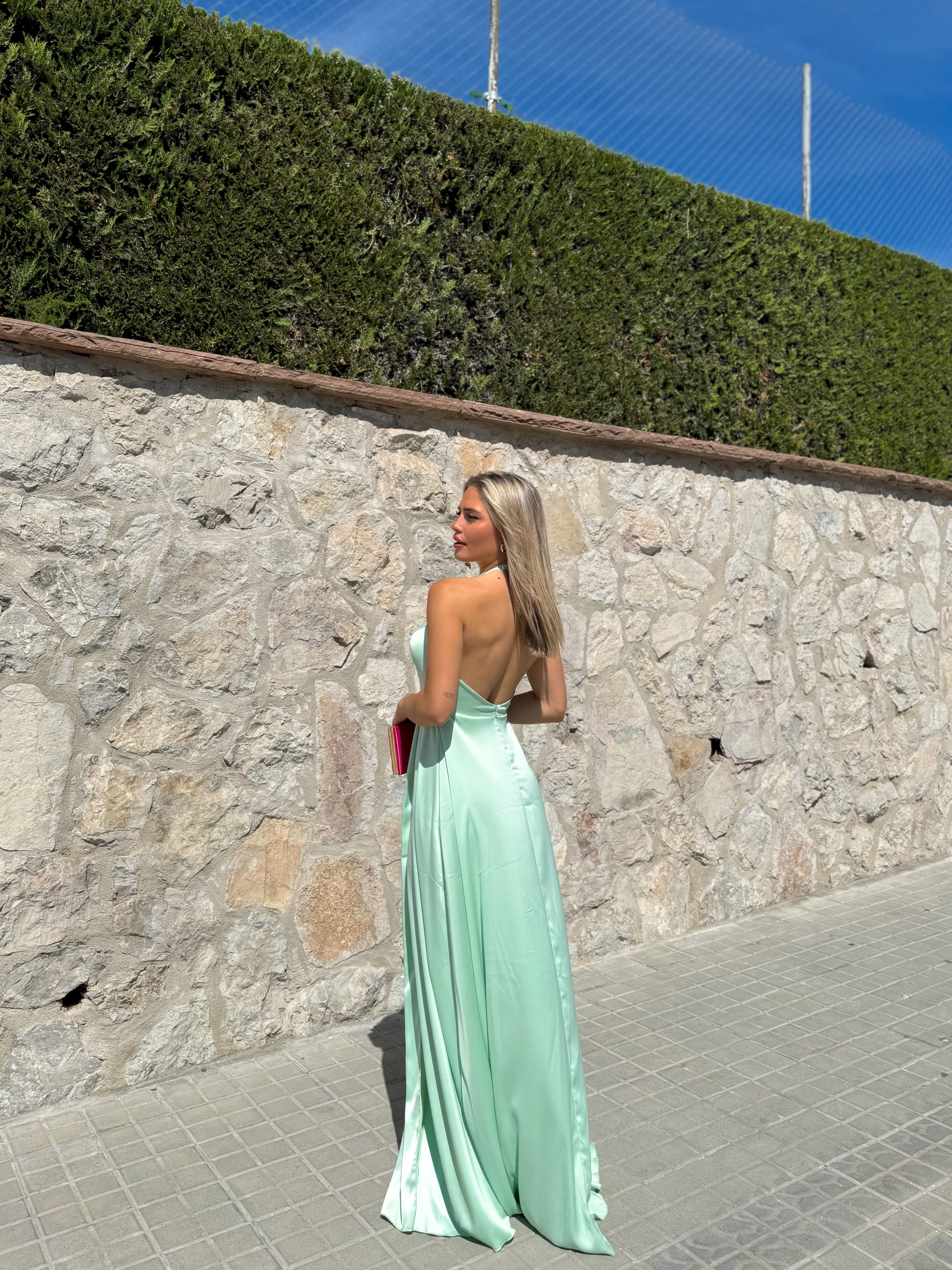 Vestido halter raso menta sold by Sorellas product image thumbnail 4