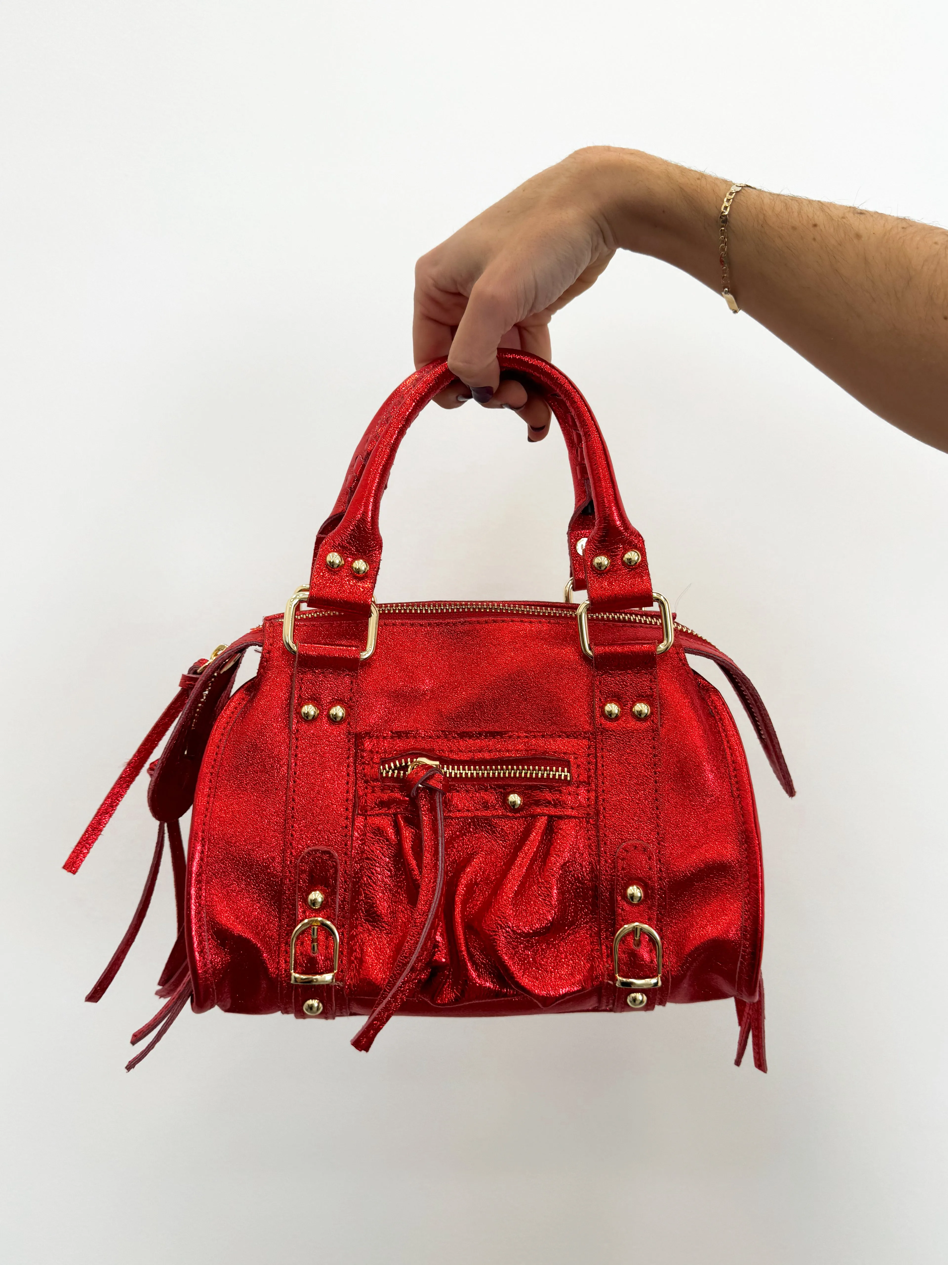 Bolso hebillas piel brillos rojo sold by Sorellas product image thumbnail 5